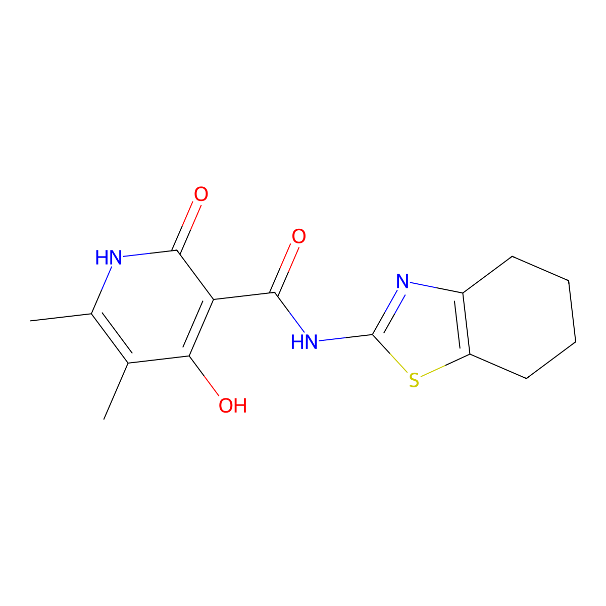 2,4-dihydroxy-5,6-dimethyl-N-(4,5,6,7-tetrahydrobenzo[d]thiazol-2-yl)nicotinamide molecular structure, CAS 1795357-35-5