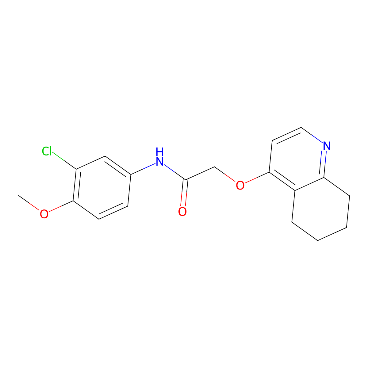 N-(3-chloro-4-methoxyphenyl)-2-((5,6,7,8-tetrahydroquinolin-4-yl)oxy)acetamide molecular structure, CAS 1795357-48-0