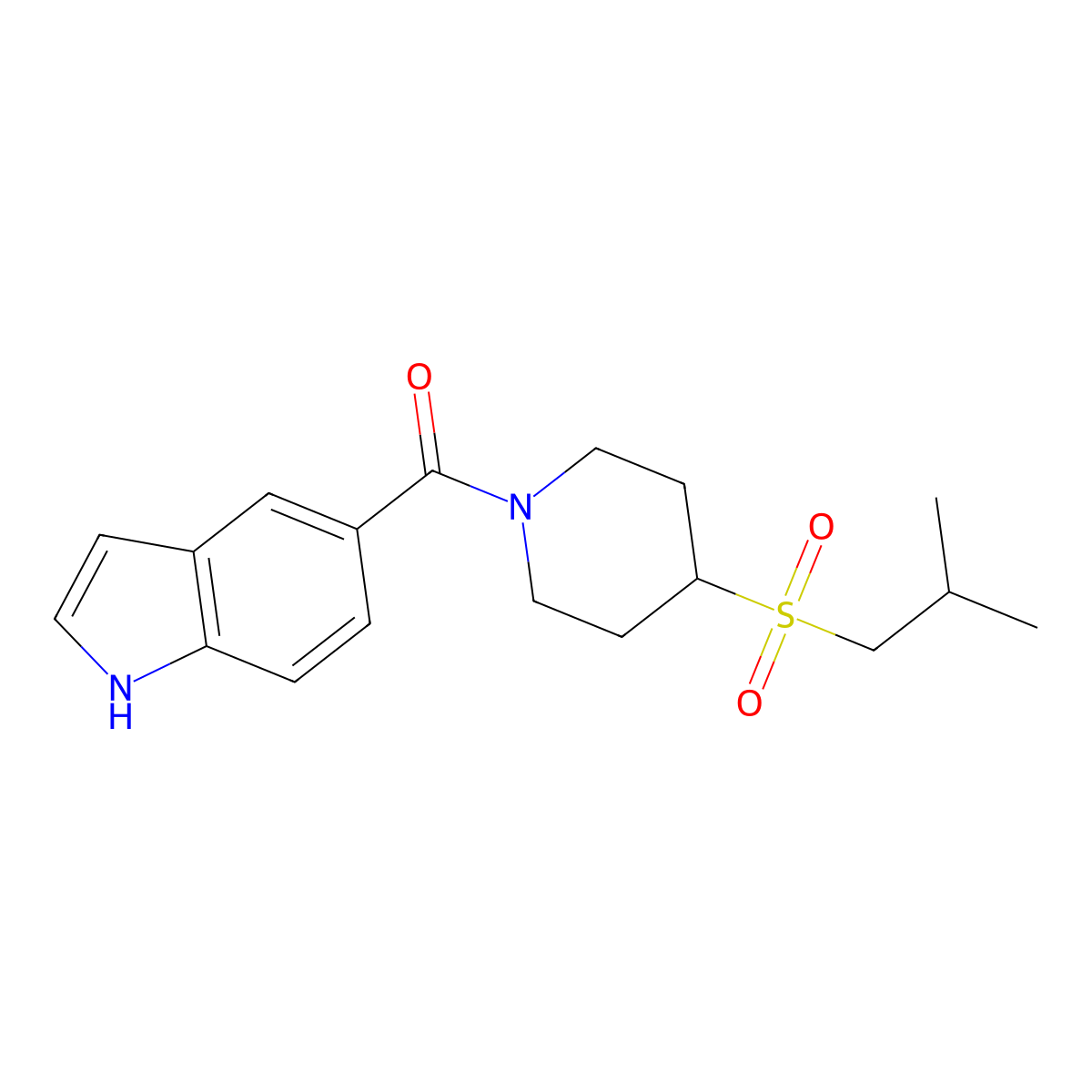 (1H-indol-5-yl)(4-(isobutylsulfonyl)piperidin-1-yl)methanone molecular structure, CAS 1795357-76-4