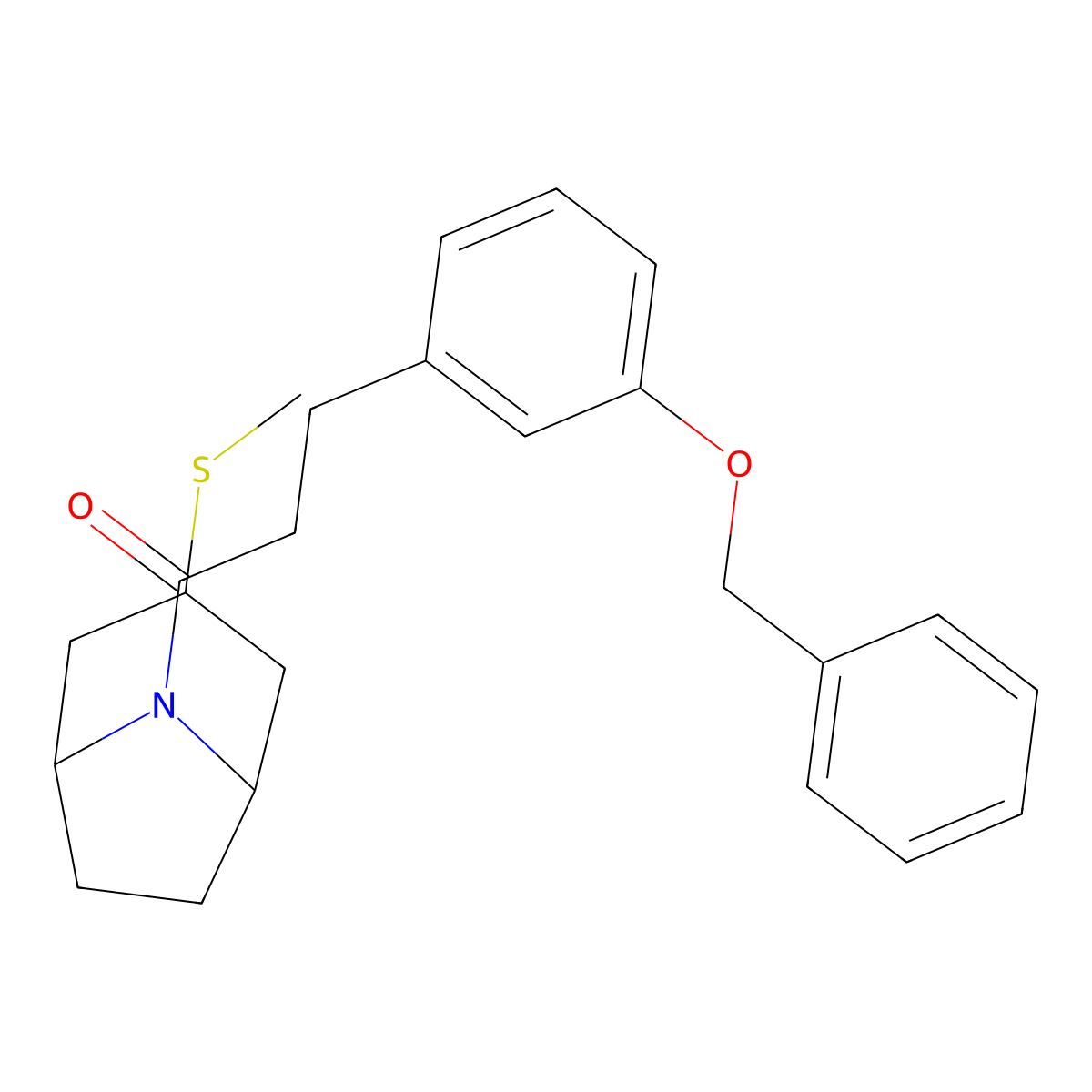 3-(3-(benzyloxy)phenyl)-1-((1R,5S)-3-(methylthio)-8-azabicyclo[3.2.1]octan-8-yl)propan-1-one molecular structure, CAS 1795358-18-7