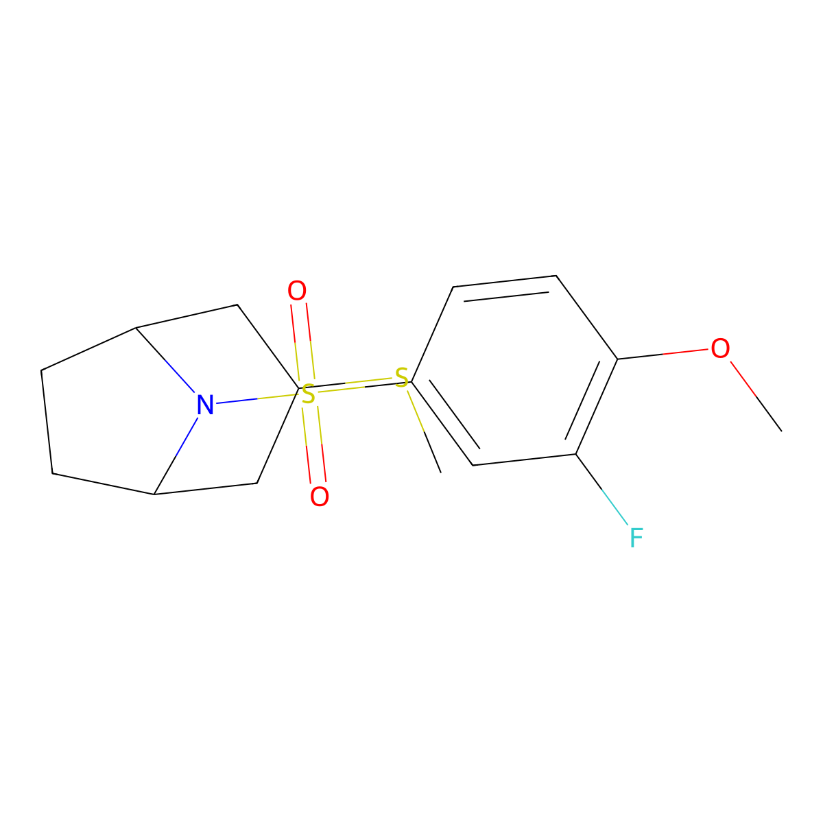 (1R,5S)-8-((3-fluoro-4-methoxyphenyl)sulfonyl)-3-(methylthio)-8-azabicyclo[3.2.1]octane molecular structure, CAS 1795358-24-5