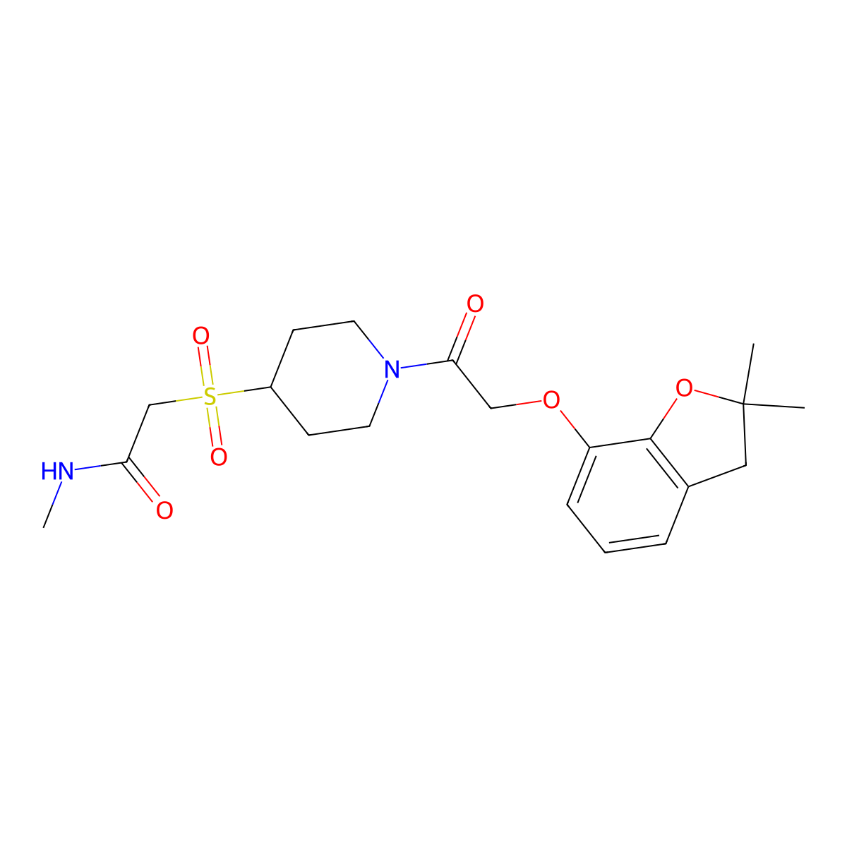 2-((1-(2-((2,2-dimethyl-2,3-dihydrobenzofuran-7-yl)oxy)acetyl)piperidin-4-yl)sulfonyl)-N-methylacetamide molecular structure, CAS 1795358-32-5