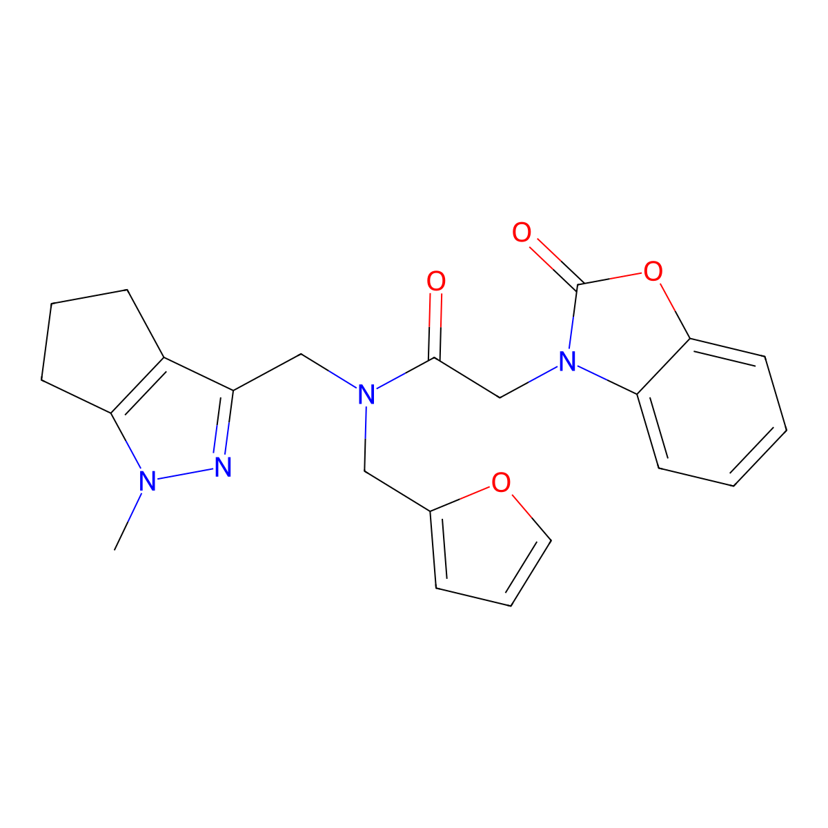 N-(furan-2-ylmethyl)-N-((1-methyl-1,4,5,6-tetrahydrocyclopenta[c]pyrazol-3-yl)methyl)-2-(2-oxobenzo[d]oxazol-3(2H)-yl)acetamide molecular structure, CAS 1795358-43-8