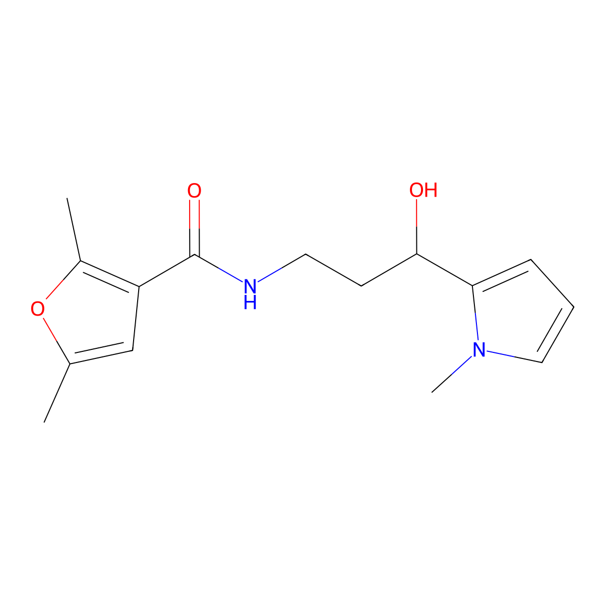 N-[3-hydroxy-3-(1-methyl-1H-pyrrol-2-yl)propyl]-2,5-dimethylfuran-3-carboxamide molecular structure, CAS 1795358-57-4