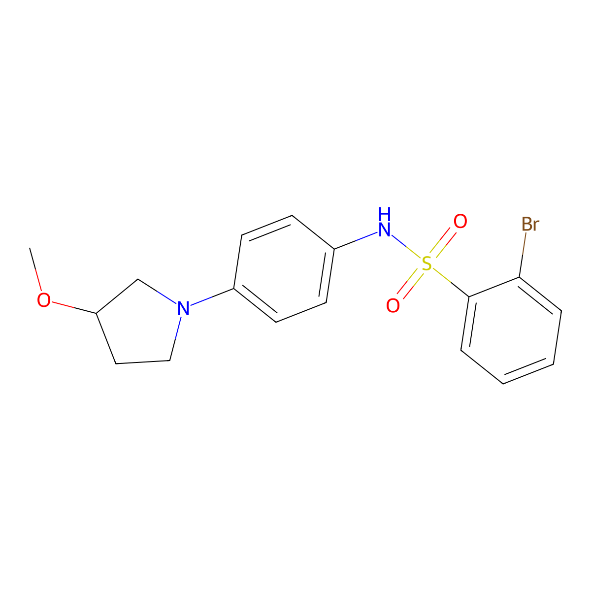 2-bromo-N-(4-(3-methoxypyrrolidin-1-yl)phenyl)benzenesulfonamide molecular structure, CAS 1795358-59-6