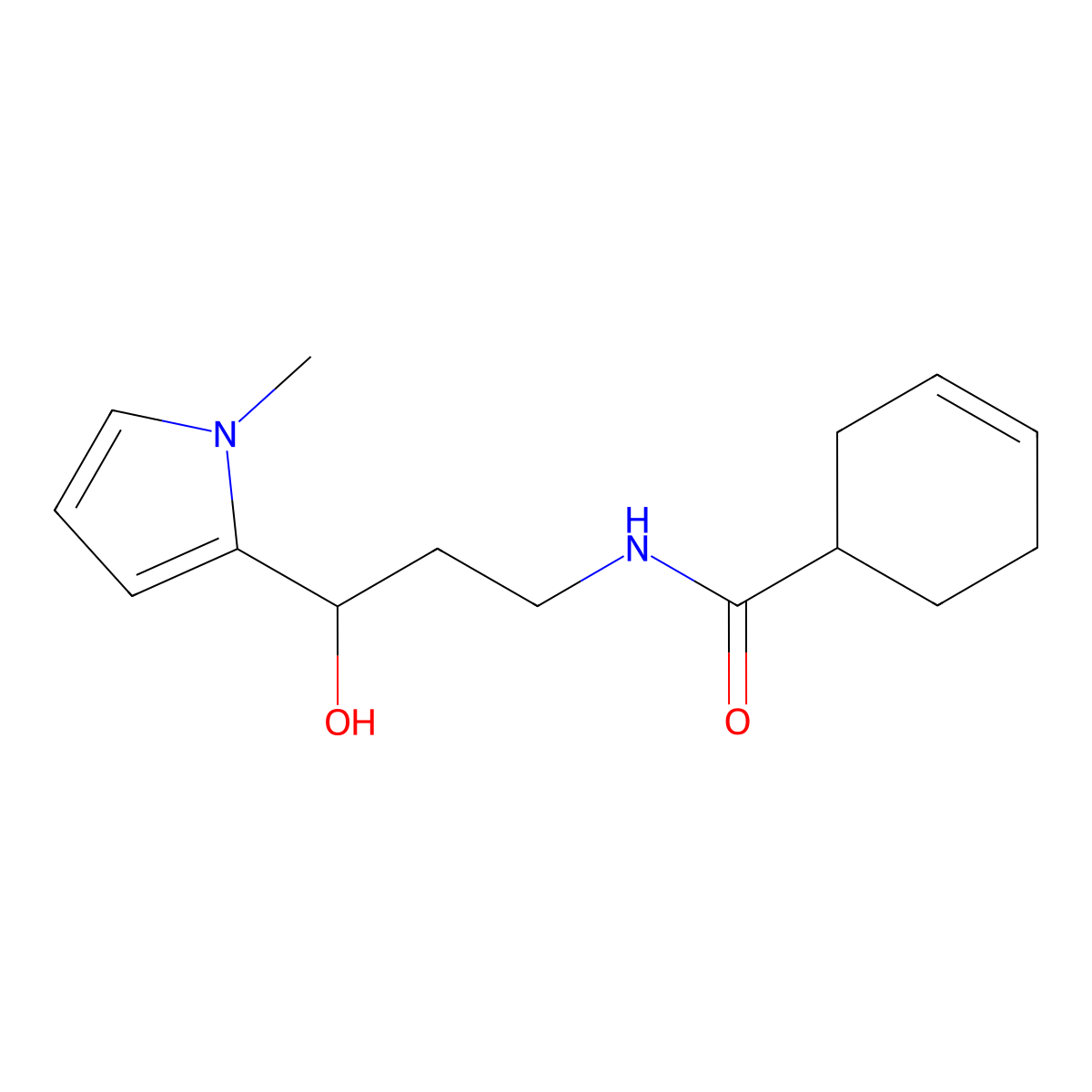 N-(3-hydroxy-3-(1-methyl-1H-pyrrol-2-yl)propyl)cyclohex-3-enecarboxamide molecular structure, CAS 1795358-69-8