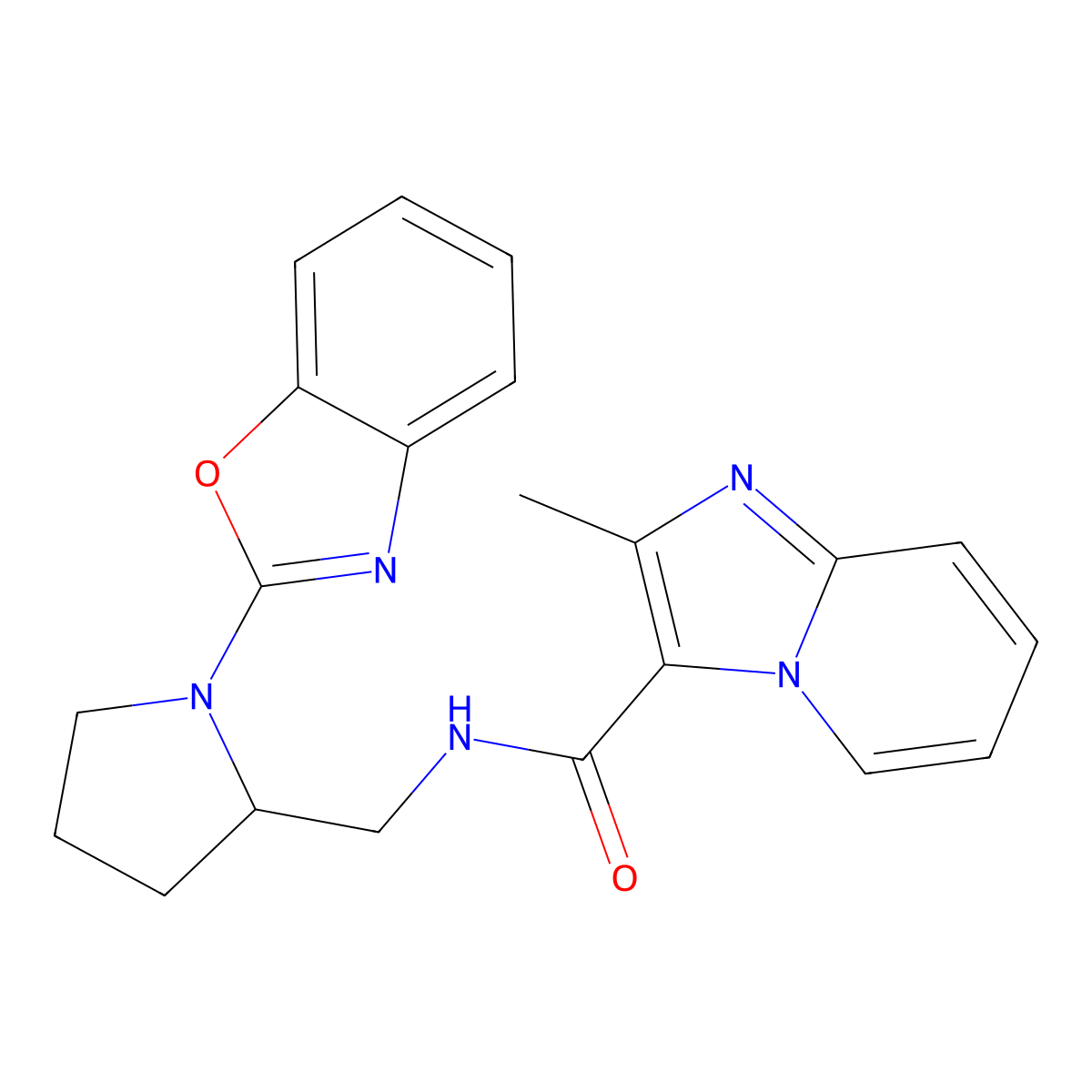 N-((1-(benzo[d]oxazol-2-yl)pyrrolidin-2-yl)methyl)-2-methylimidazo[1,2-a]pyridine-3-carboxamide molecular structure, CAS 1795358-71-2