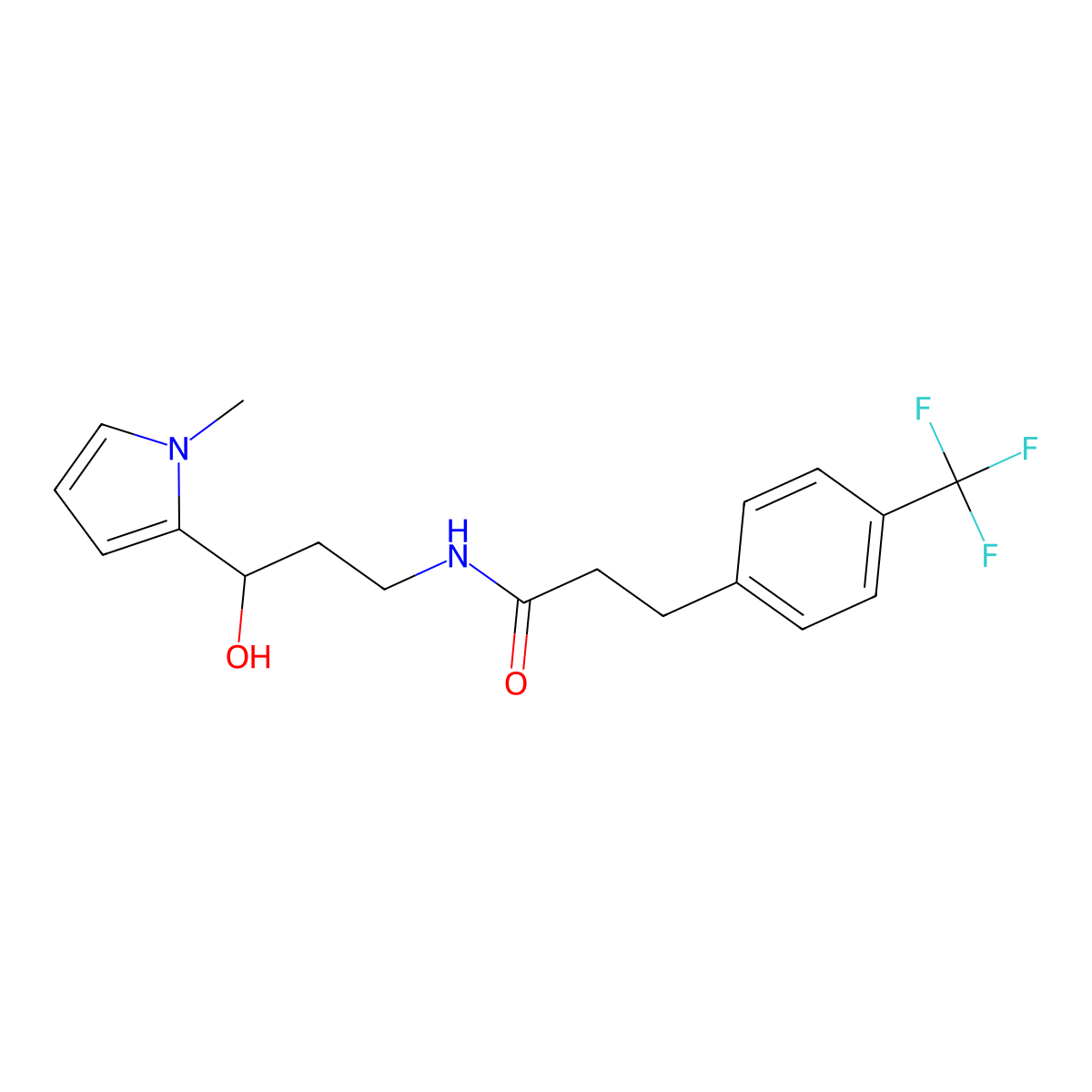 N-(3-hydroxy-3-(1-methyl-1H-pyrrol-2-yl)propyl)-3-(4-(trifluoromethyl)phenyl)propanamide molecular structure, CAS 1795358-74-5