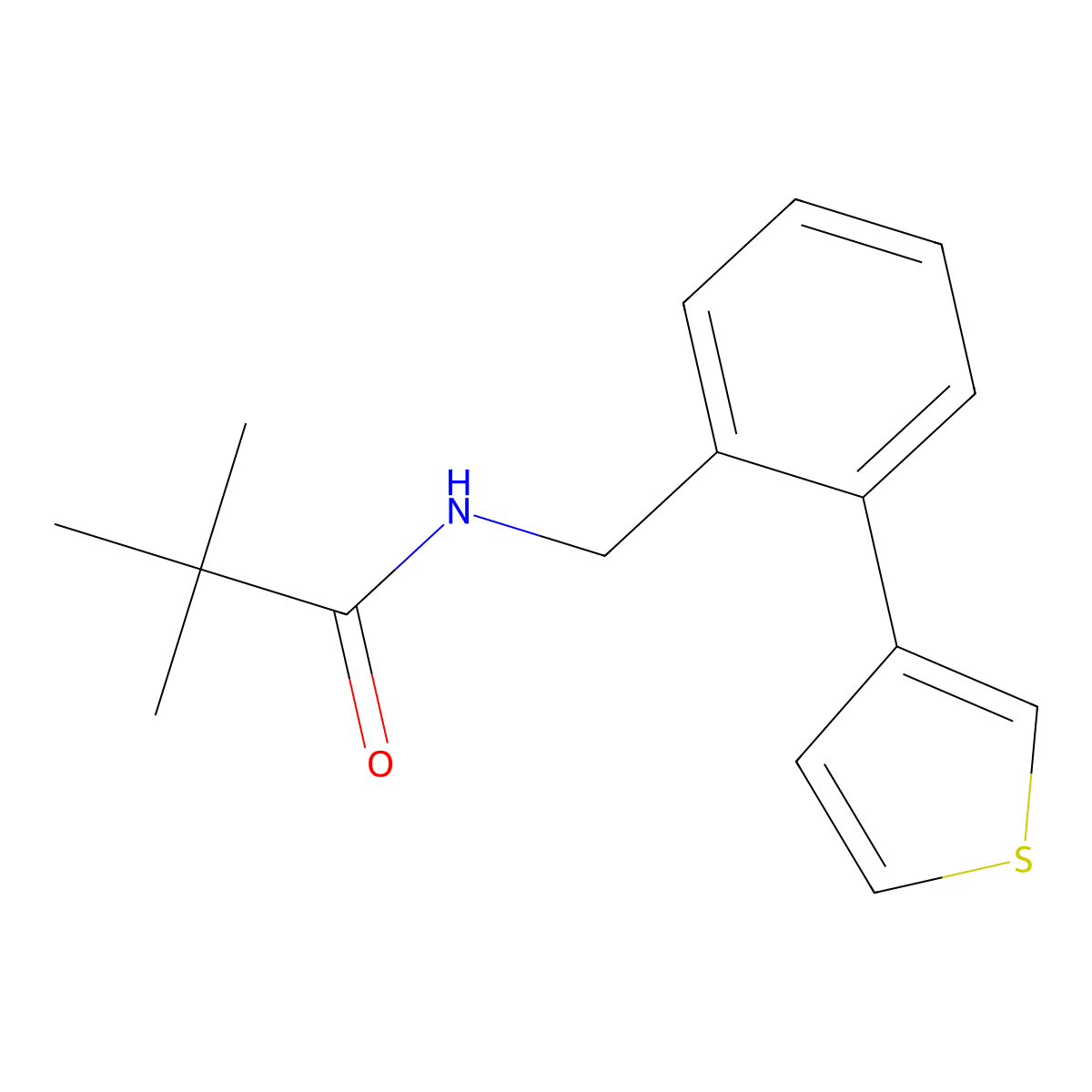 N-(2-(thiophen-3-yl)benzyl)pivalamide molecular structure, CAS 1795358-92-7