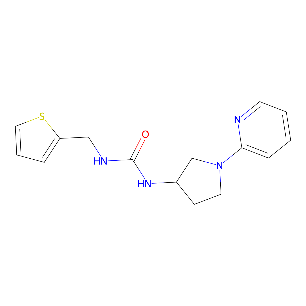 1-(1-(Pyridin-2-yl)pyrrolidin-3-yl)-3-(thiophen-2-ylmethyl)urea molecular structure, CAS 1795359-10-2