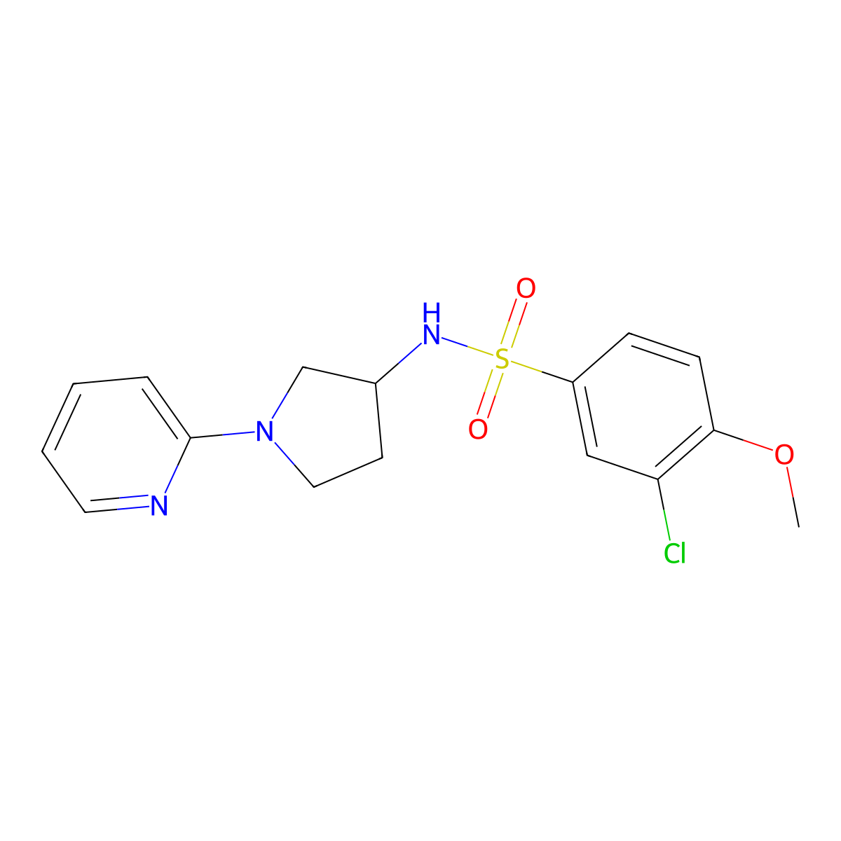 3-chloro-4-methoxy-N-(1-(pyridin-2-yl)pyrrolidin-3-yl)benzenesulfonamide molecular structure, CAS 1795359-11-3