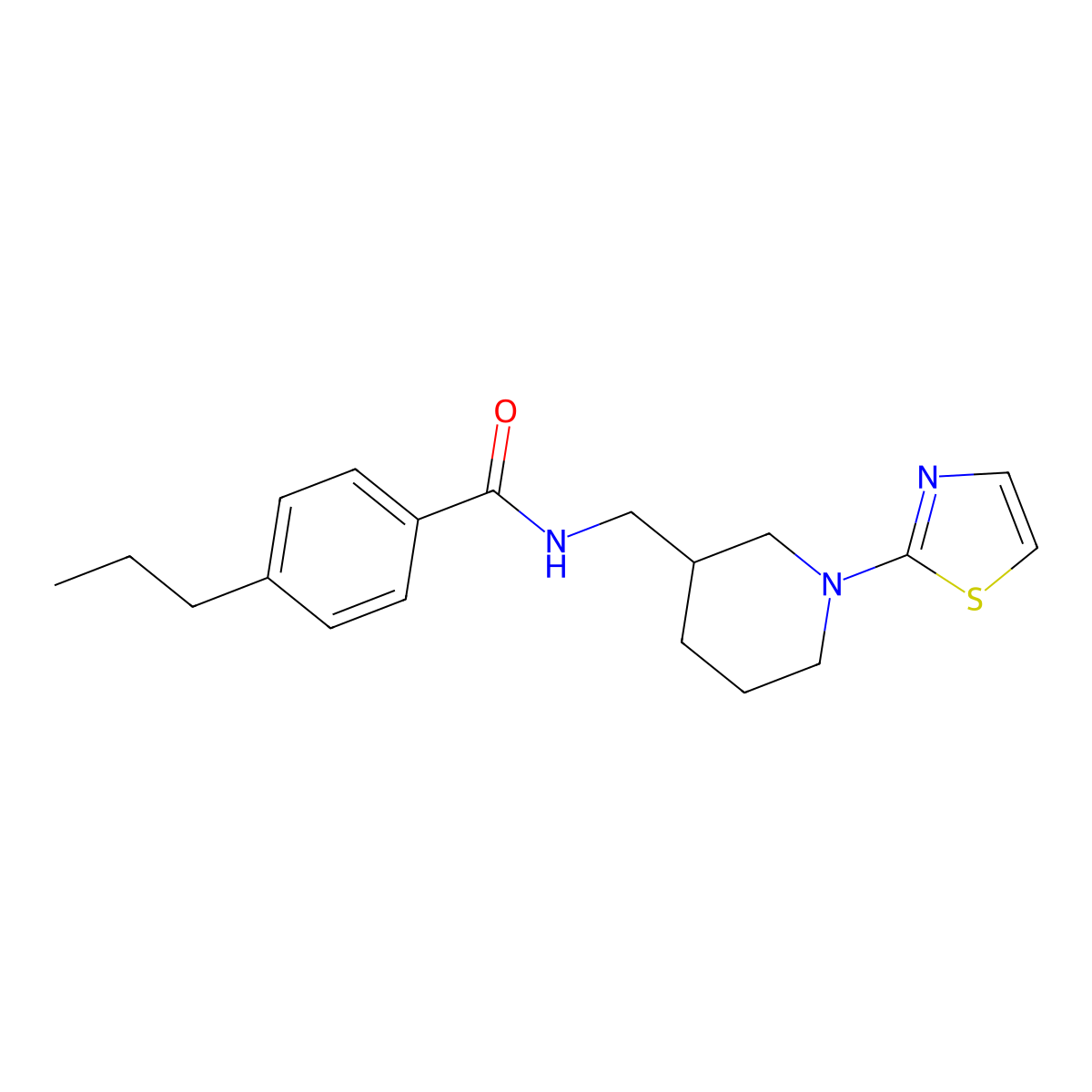 4-propyl-N-((1-(thiazol-2-yl)piperidin-3-yl)methyl)benzamide molecular structure, CAS 1795359-15-7