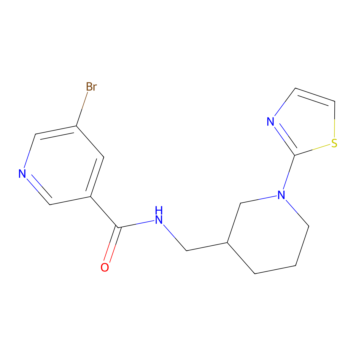 5-bromo-N-((1-(thiazol-2-yl)piperidin-3-yl)methyl)nicotinamide molecular structure, CAS 1795359-21-5