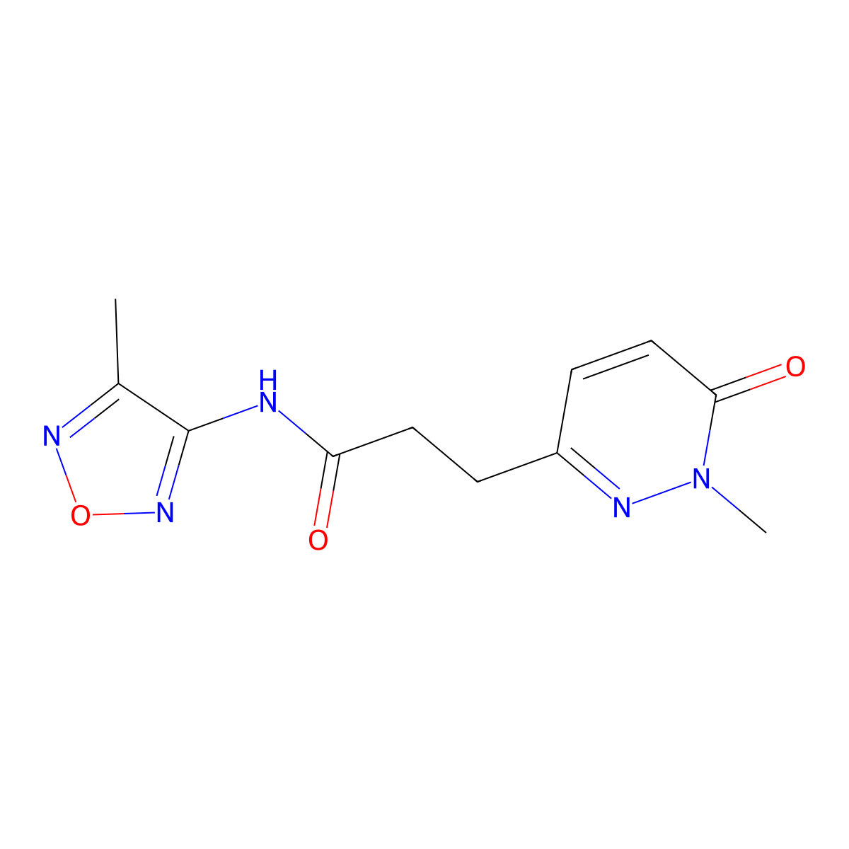 N-(4-methyl-1,2,5-oxadiazol-3-yl)-3-(1-methyl-6-oxo-1,6-dihydropyridazin-3-yl)propanamide molecular structure, CAS 1795360-23-4