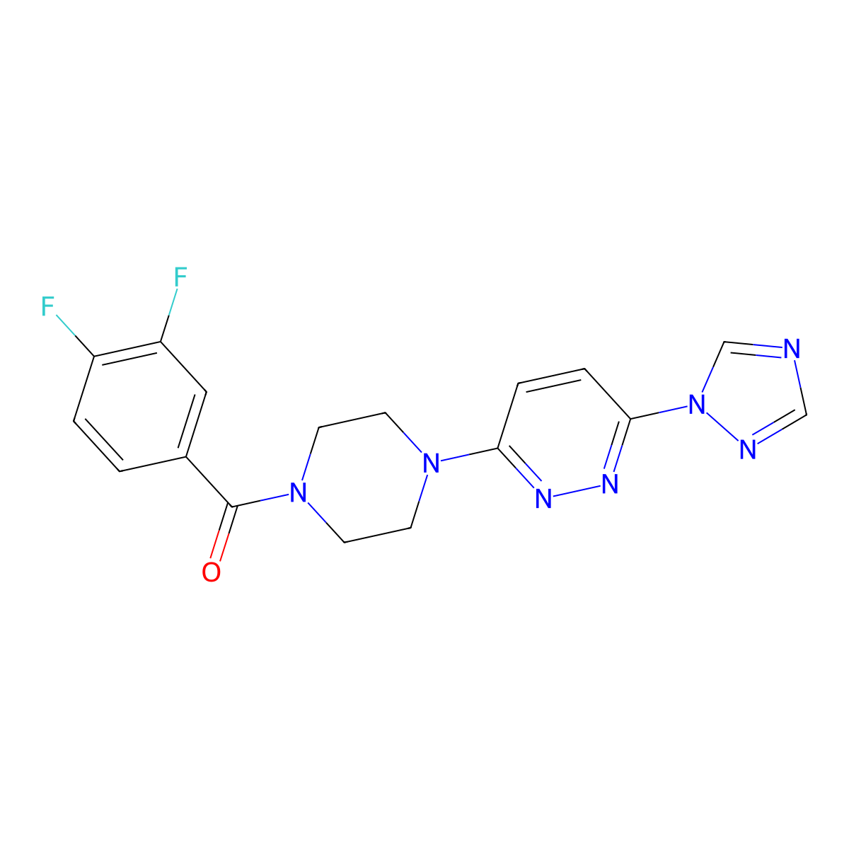 (4-(6-(1H-1,2,4-triazol-1-yl)pyridazin-3-yl)piperazin-1-yl)(3,4-difluorophenyl)methanone molecular structure, CAS 1795360-31-4