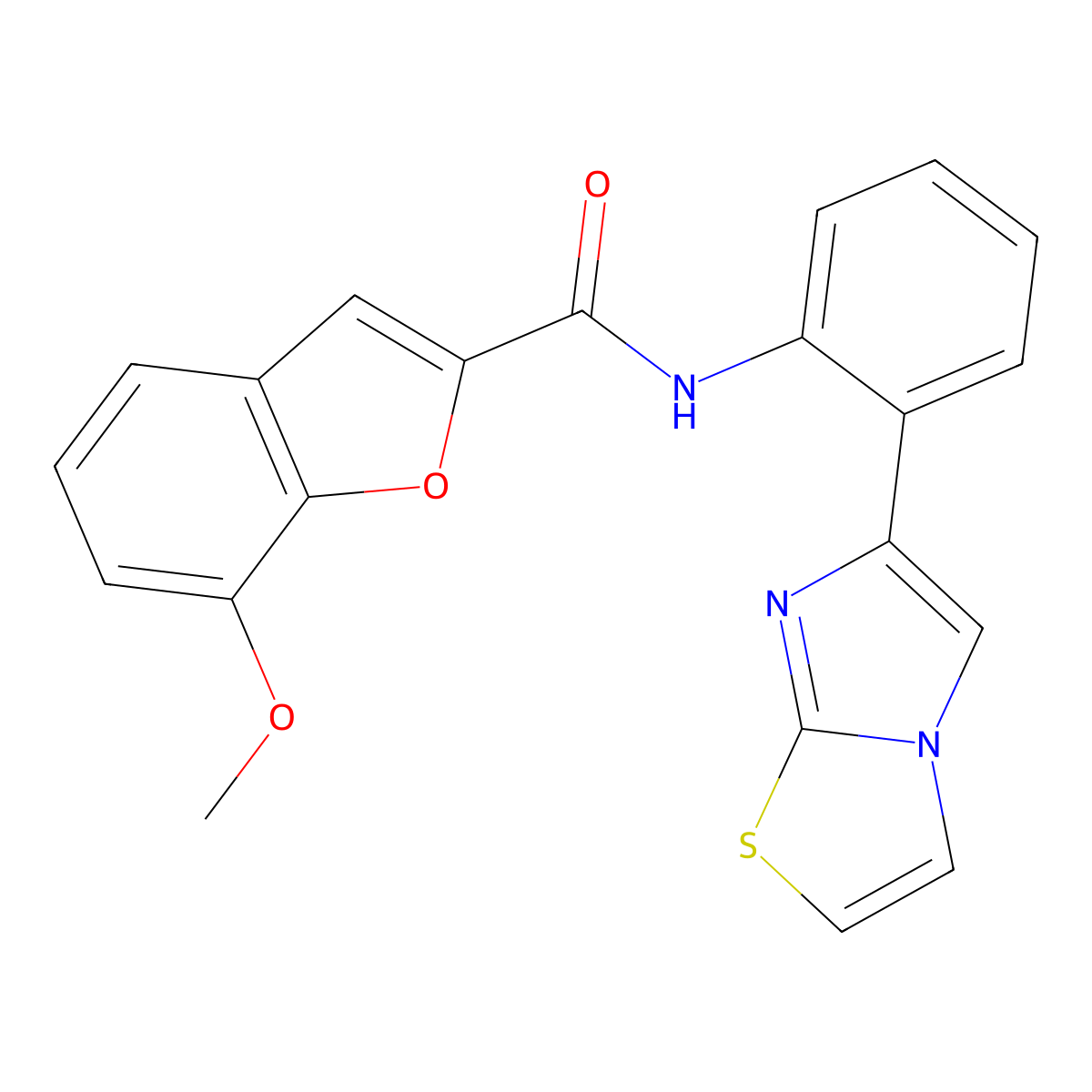 N-(2-(imidazo[2,1-b]thiazol-6-yl)phenyl)-7-methoxybenzofuran-2-carboxamide molecular structure, CAS 1795360-66-5