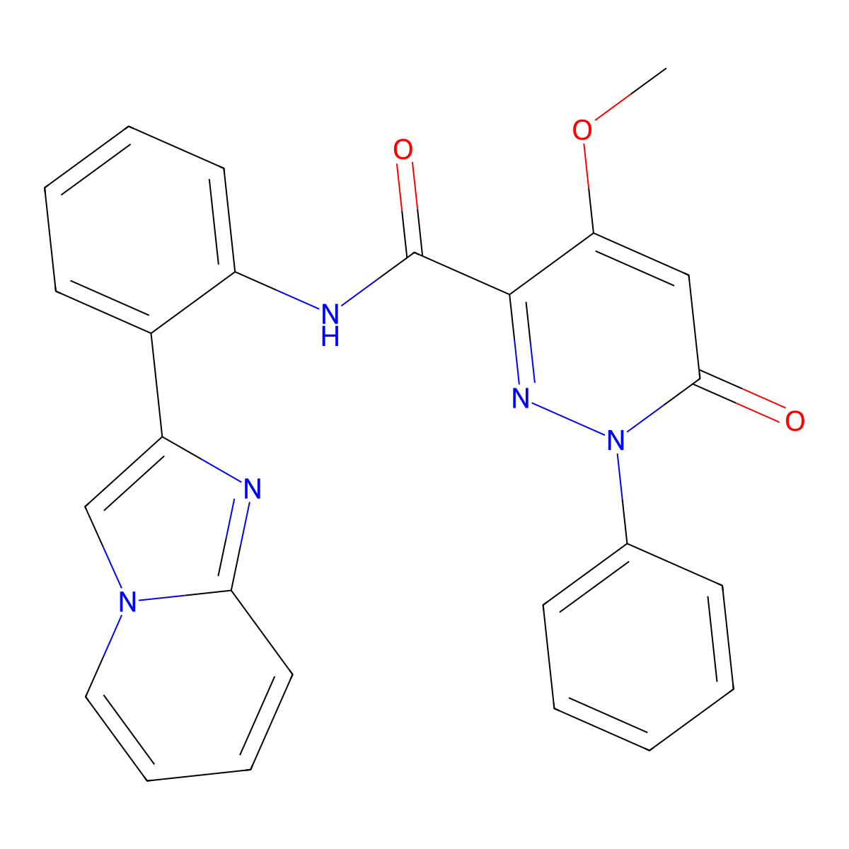 N-(2-(imidazo[1,2-a]pyridin-2-yl)phenyl)-4-methoxy-6-oxo-1-phenyl-1,6-dihydropyridazine-3-carboxamide molecular structure, CAS 1795360-91-6