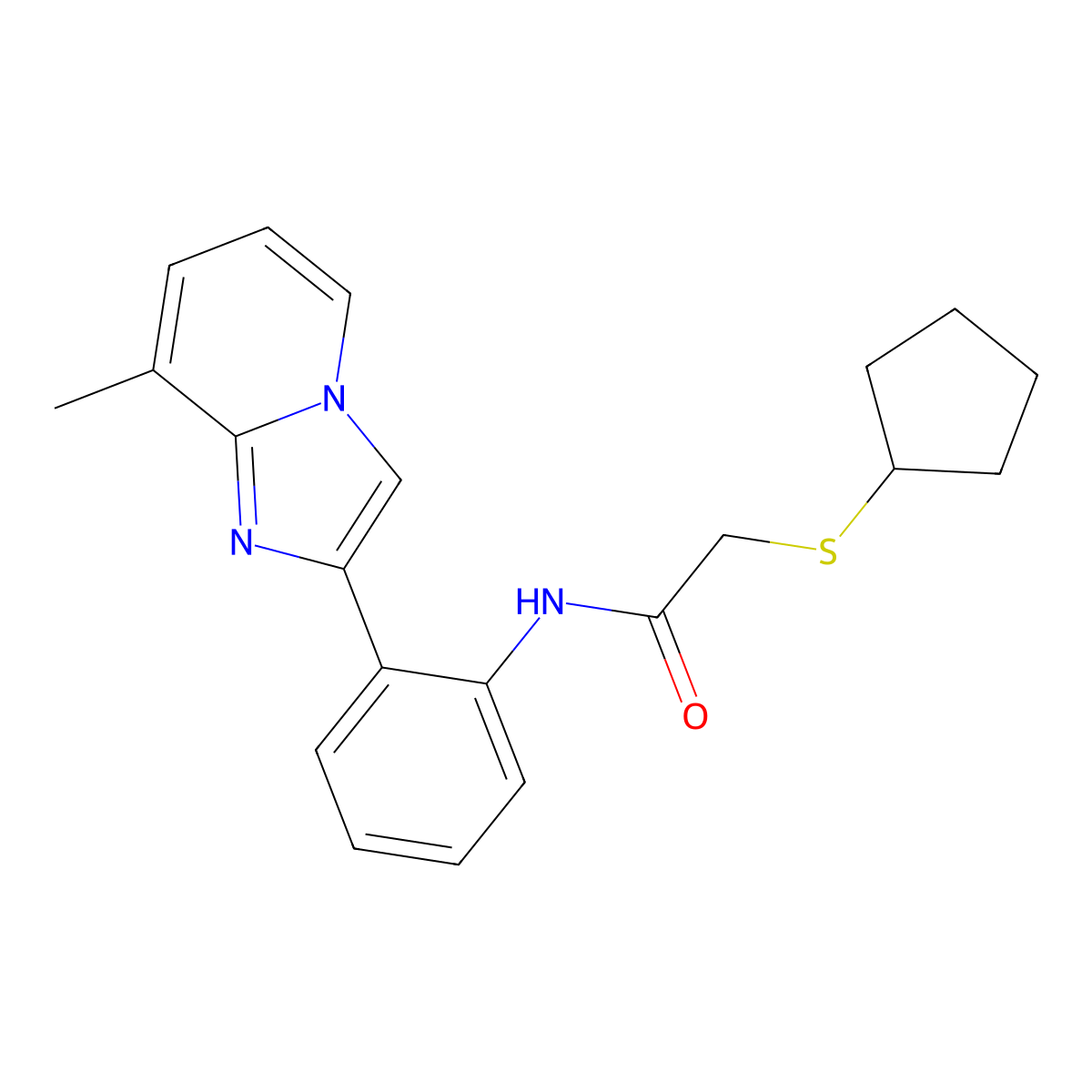 2-(cyclopentylthio)-N-(2-(8-methylimidazo[1,2-a]pyridin-2-yl)phenyl)acetamide molecular structure, CAS 1795361-01-1
