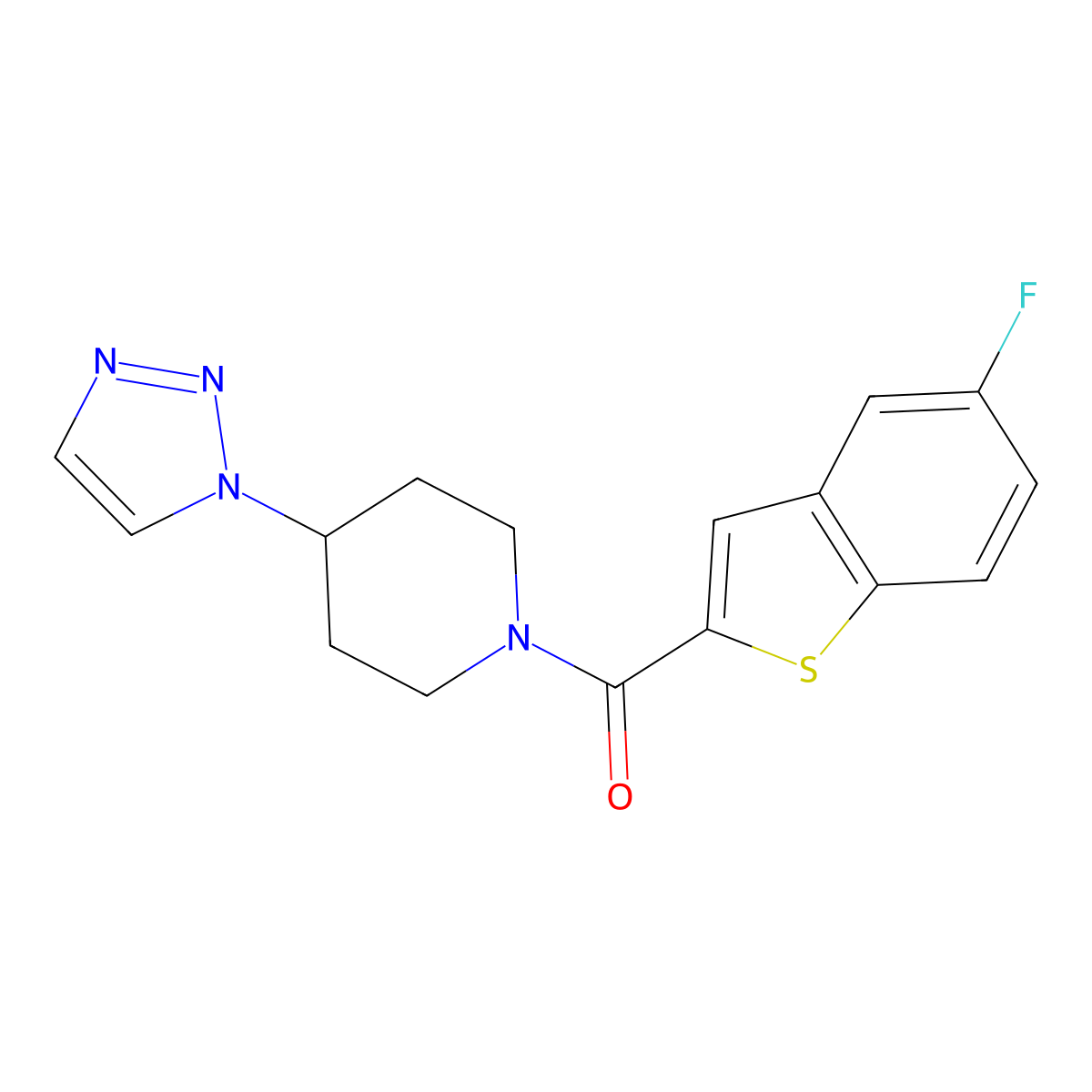 (4-(1H-1,2,3-triazol-1-yl)piperidin-1-yl)(5-fluorobenzo[b]thiophen-2-yl)methanone molecular structure, CAS 1795361-23-7