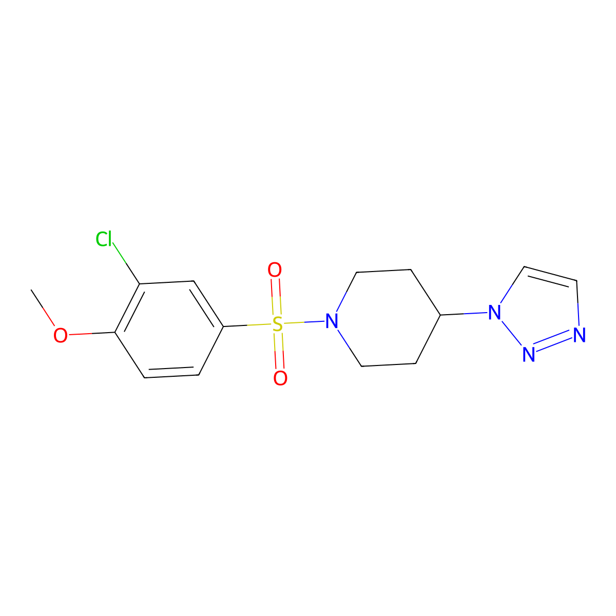 1-((3-chloro-4-methoxyphenyl)sulfonyl)-4-(1H-1,2,3-triazol-1-yl)piperidine molecular structure, CAS 1795361-58-8