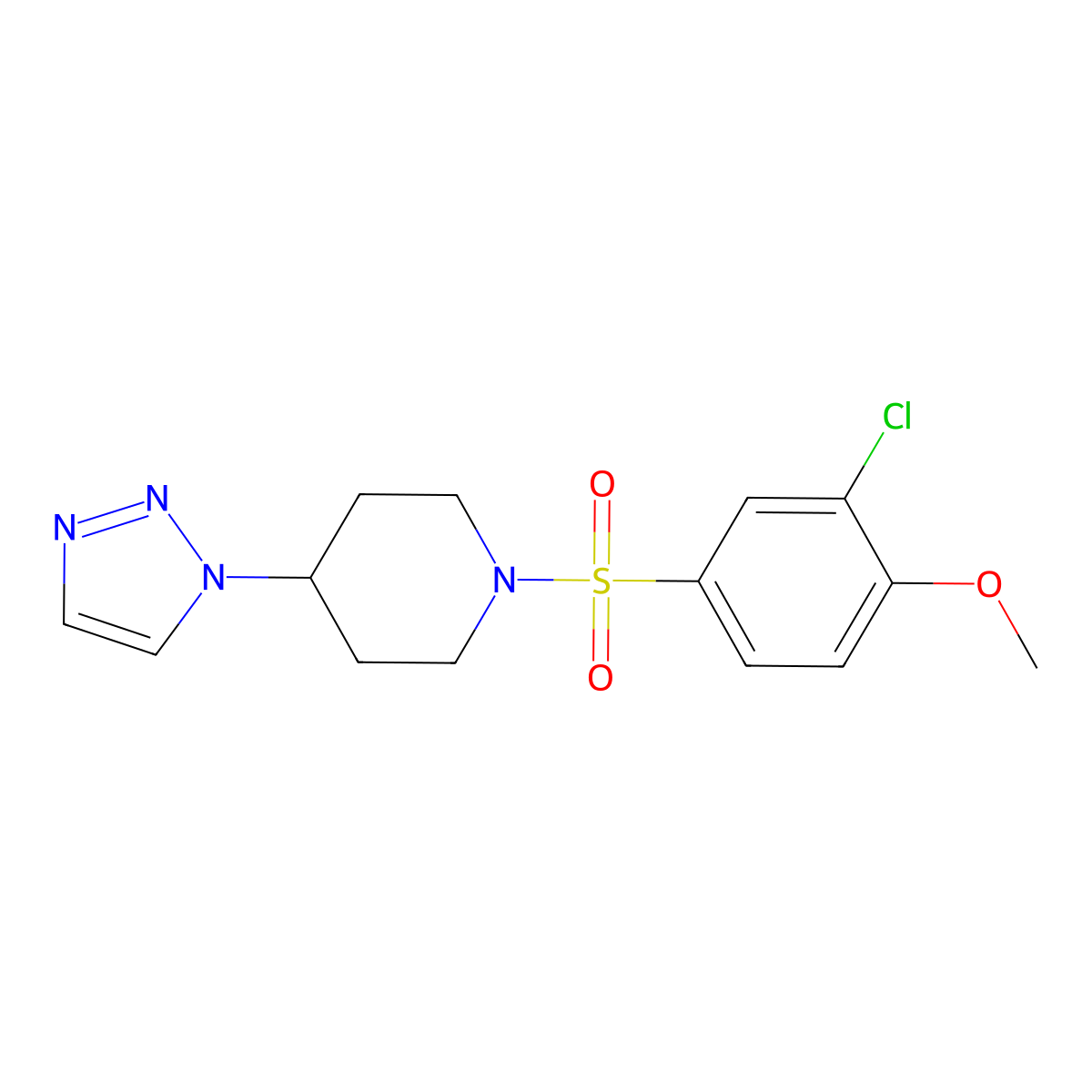 1-((3-chloro-4-methoxyphenyl)sulfonyl)-4-(1H-1,2,3-triazol-1-yl)piperidine molecular structure, CAS 1795361-58-8