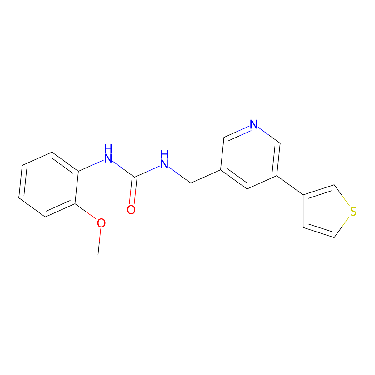 1-(2-Methoxyphenyl)-3-((5-(thiophen-3-yl)pyridin-3-yl)methyl)urea molecular structure, CAS 1795362-13-8