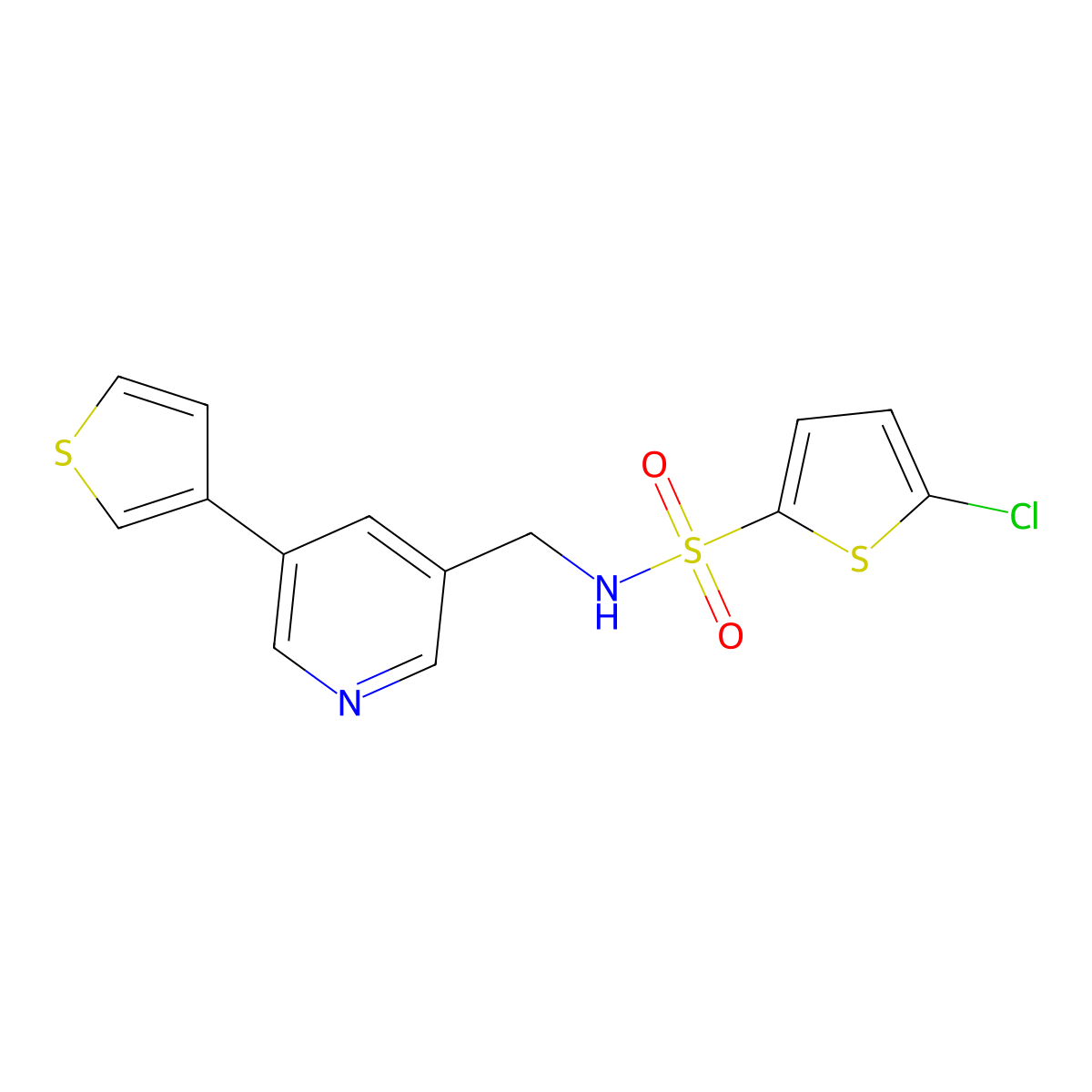 5-chloro-N-{[5-(thiophen-3-yl)pyridin-3-yl]methyl}thiophene-2-sulfonamide molecular structure, CAS 1795362-19-4