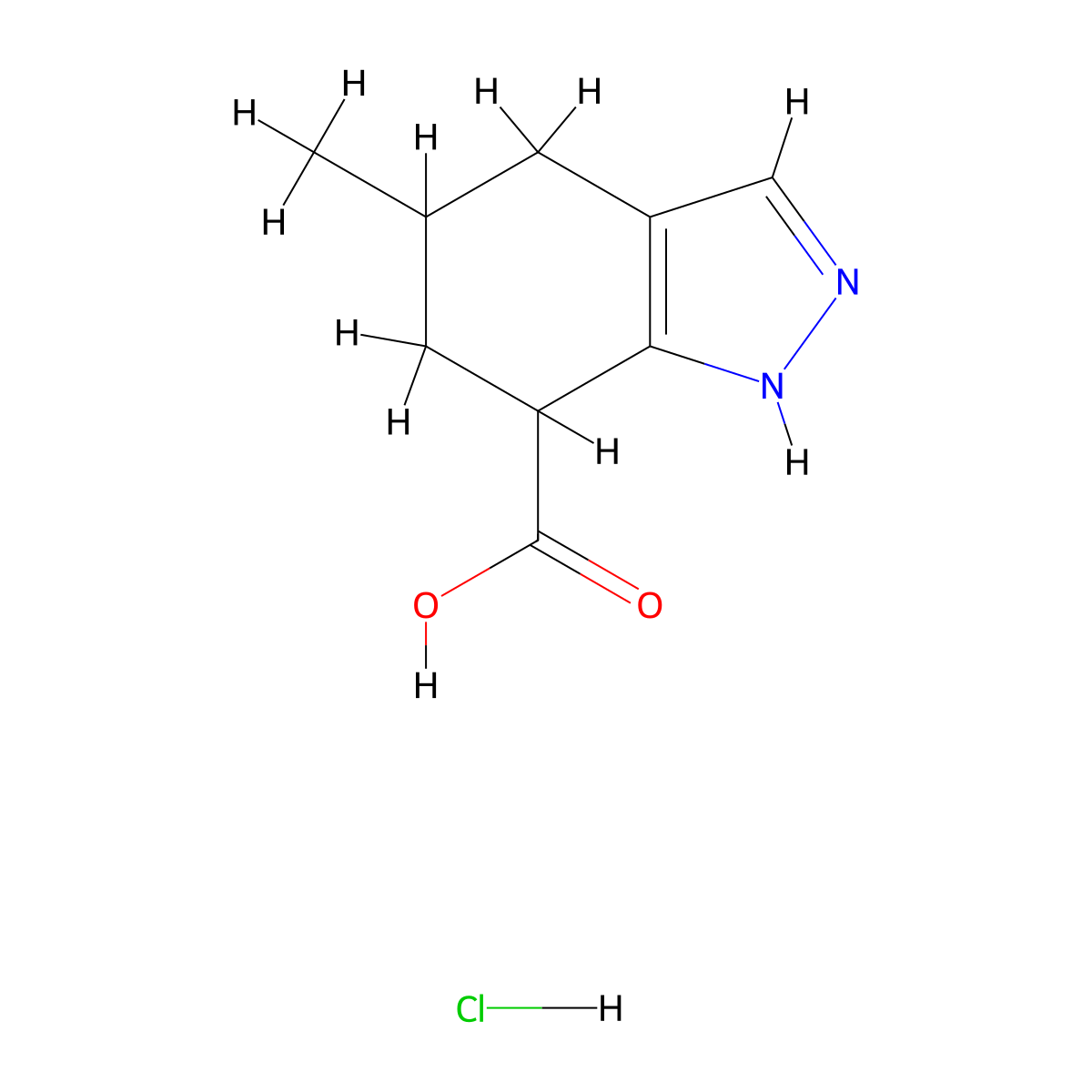 5-methyl-4,5,6,7-tetrahydro-1H-indazole-7-carboxylic acid hydrochloride molecular structure, CAS 1795362-25-2