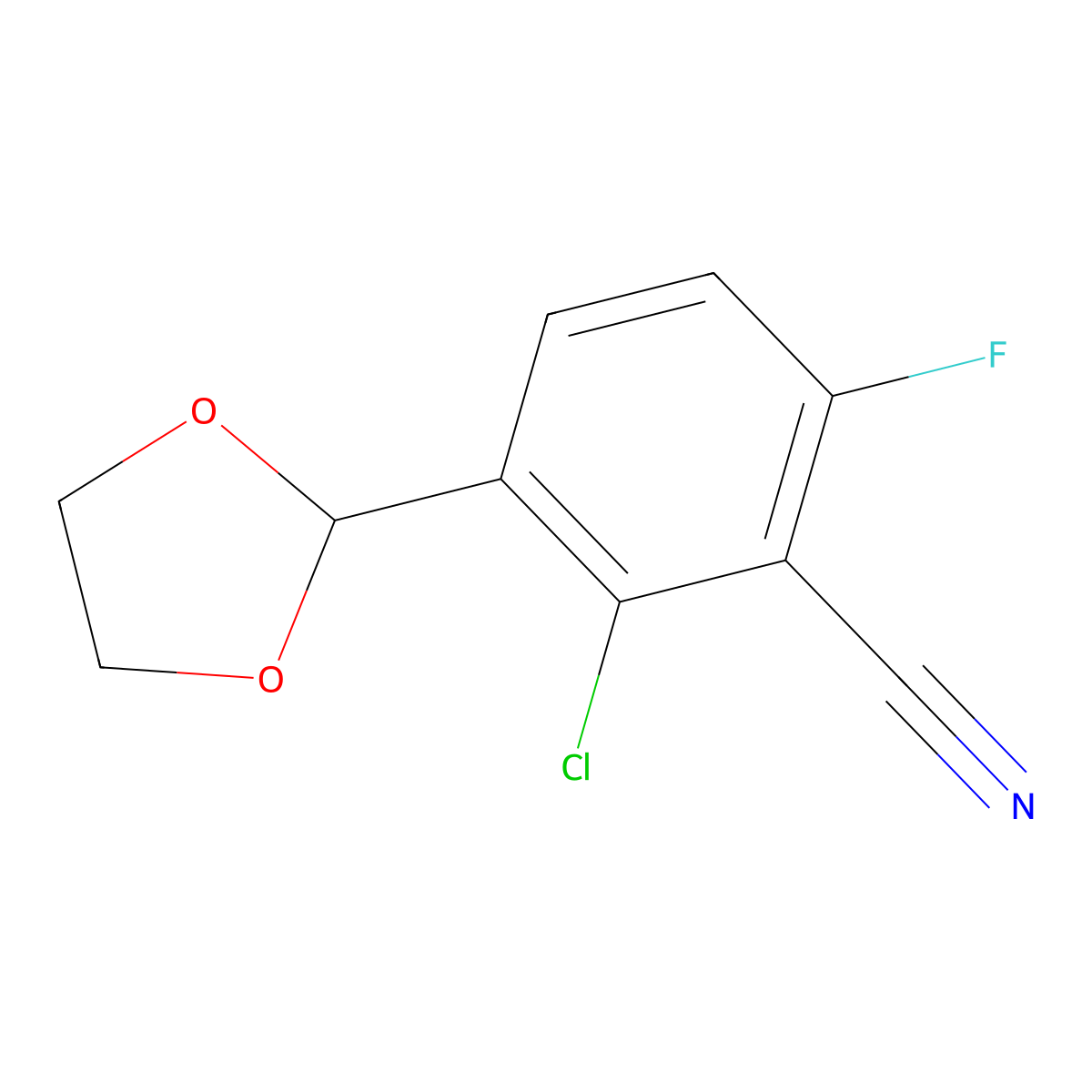 2-Chloro-3-(1,3-dioxolan-2-yl)-6-fluorobenzonitrile molecular structure, CAS 1795362-29-6