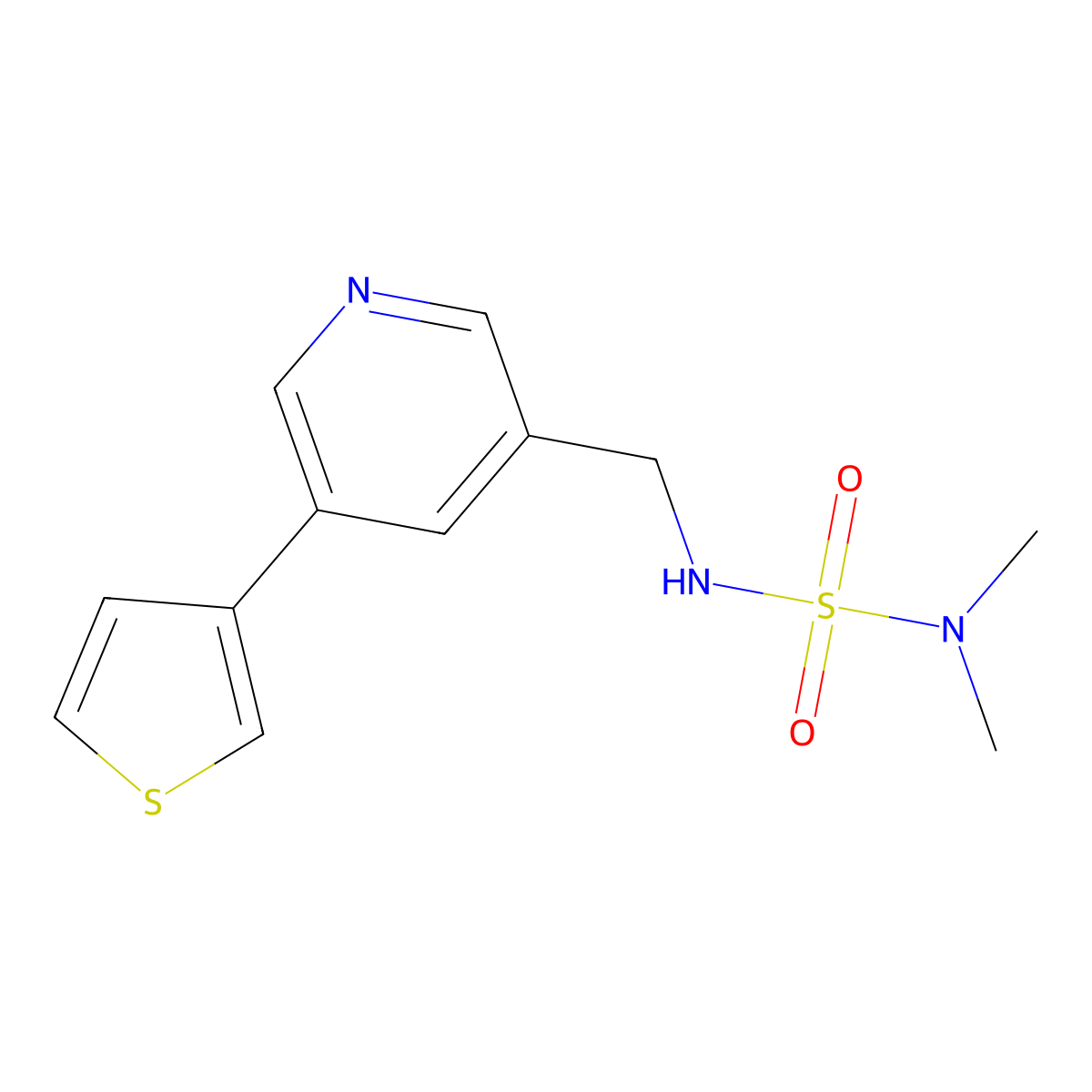 Dimethyl({[5-(thiophen-3-yl)pyridin-3-yl]methyl}sulfamoyl)amine molecular structure, CAS 1795362-31-0