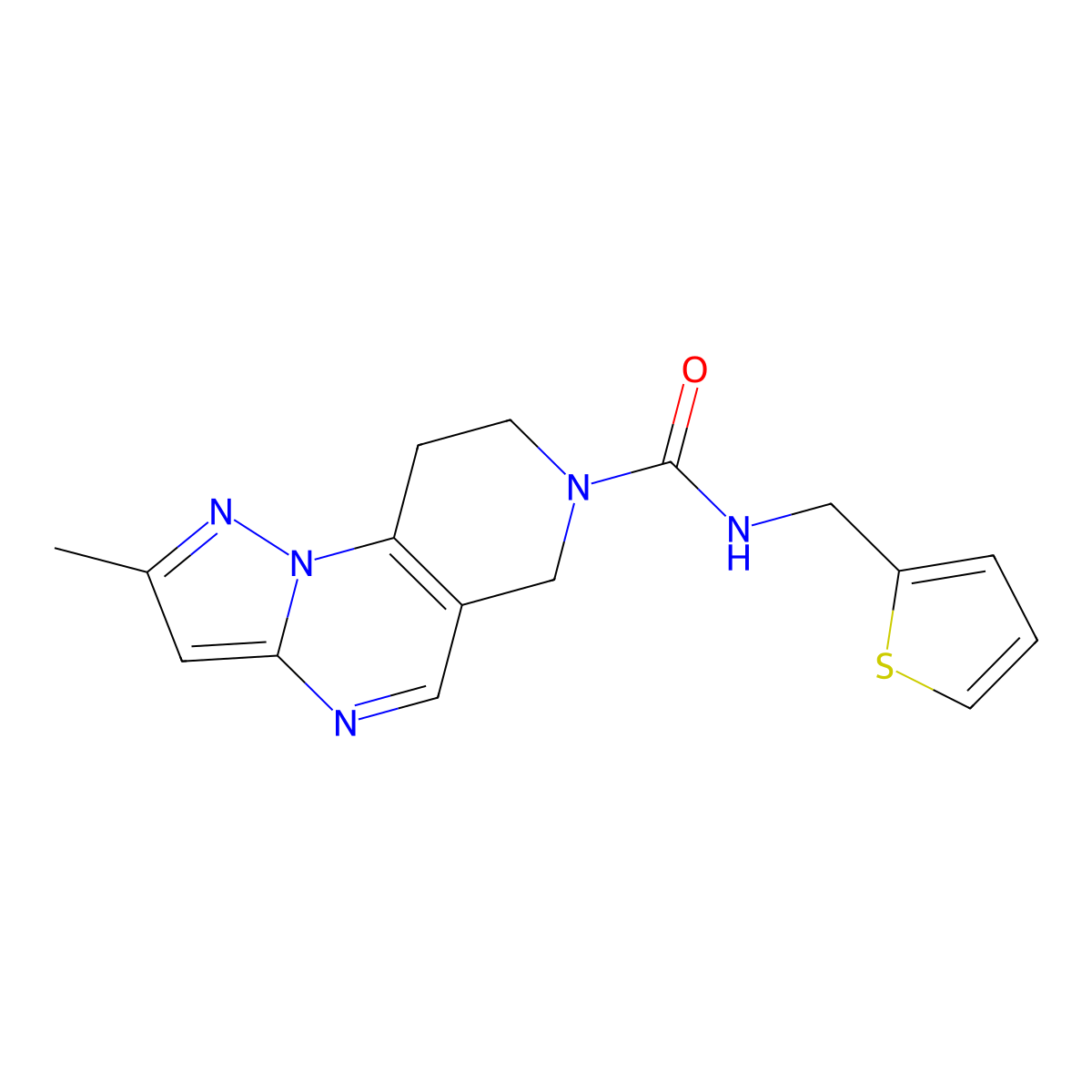 2-methyl-N-(thiophen-2-ylmethyl)-8,9-dihydropyrazolo[1,5-a]pyrido[3,4-e]pyrimidine-7(6H)-carboxamide molecular structure, CAS 1795362-54-7