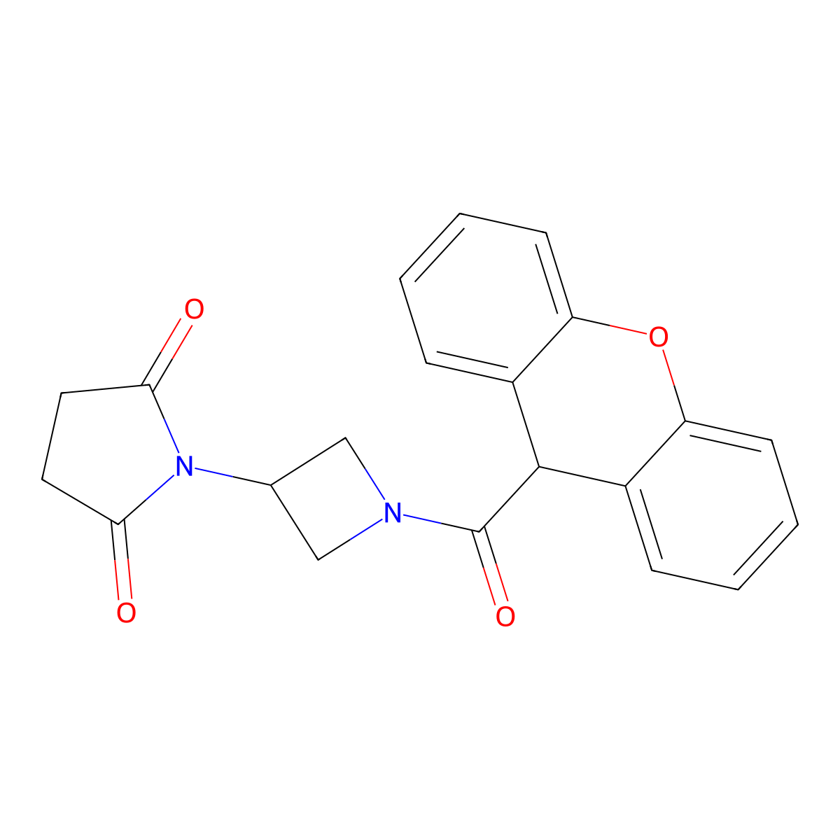 1-[1-(9H-xanthene-9-carbonyl)azetidin-3-yl]pyrrolidine-2,5-dione molecular structure, CAS 1795362-75-2
