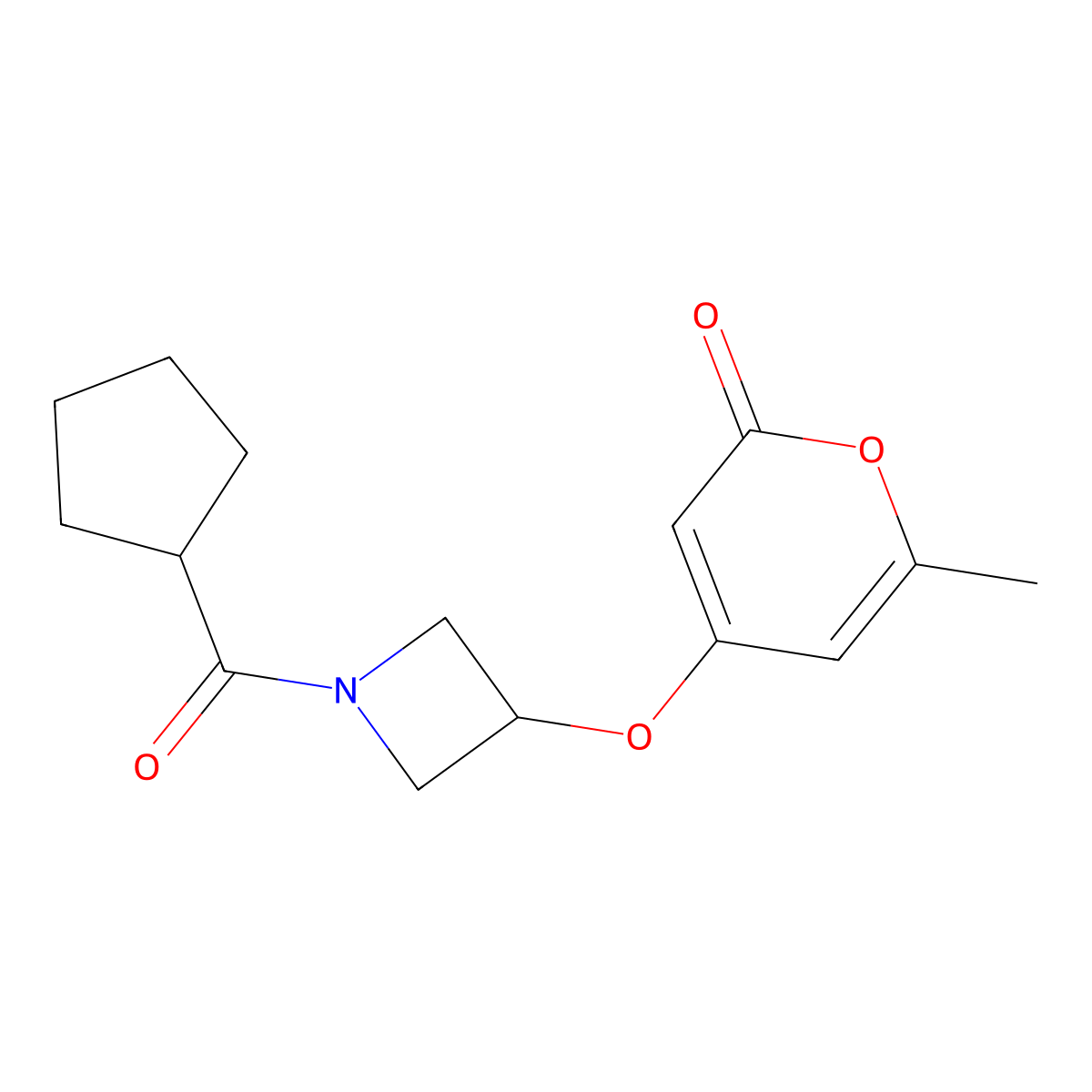 4-((1-(cyclopentanecarbonyl)azetidin-3-yl)oxy)-6-methyl-2H-pyran-2-one molecular structure, CAS 1795363-36-8