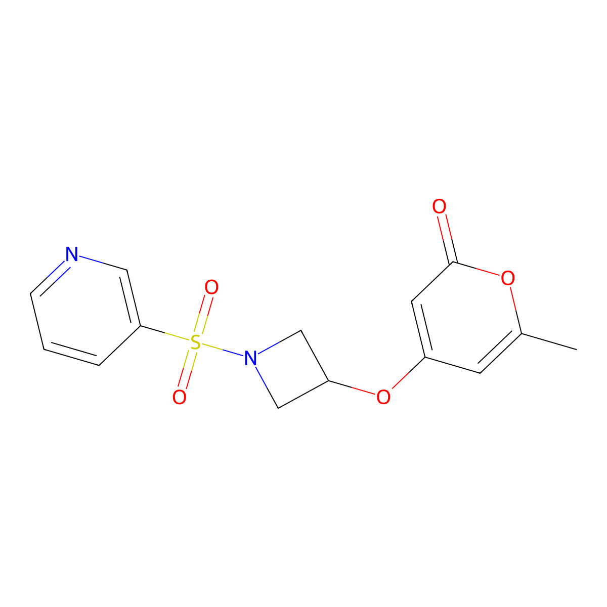 6-methyl-4-((1-(pyridin-3-ylsulfonyl)azetidin-3-yl)oxy)-2H-pyran-2-one molecular structure, CAS 1795363-56-2