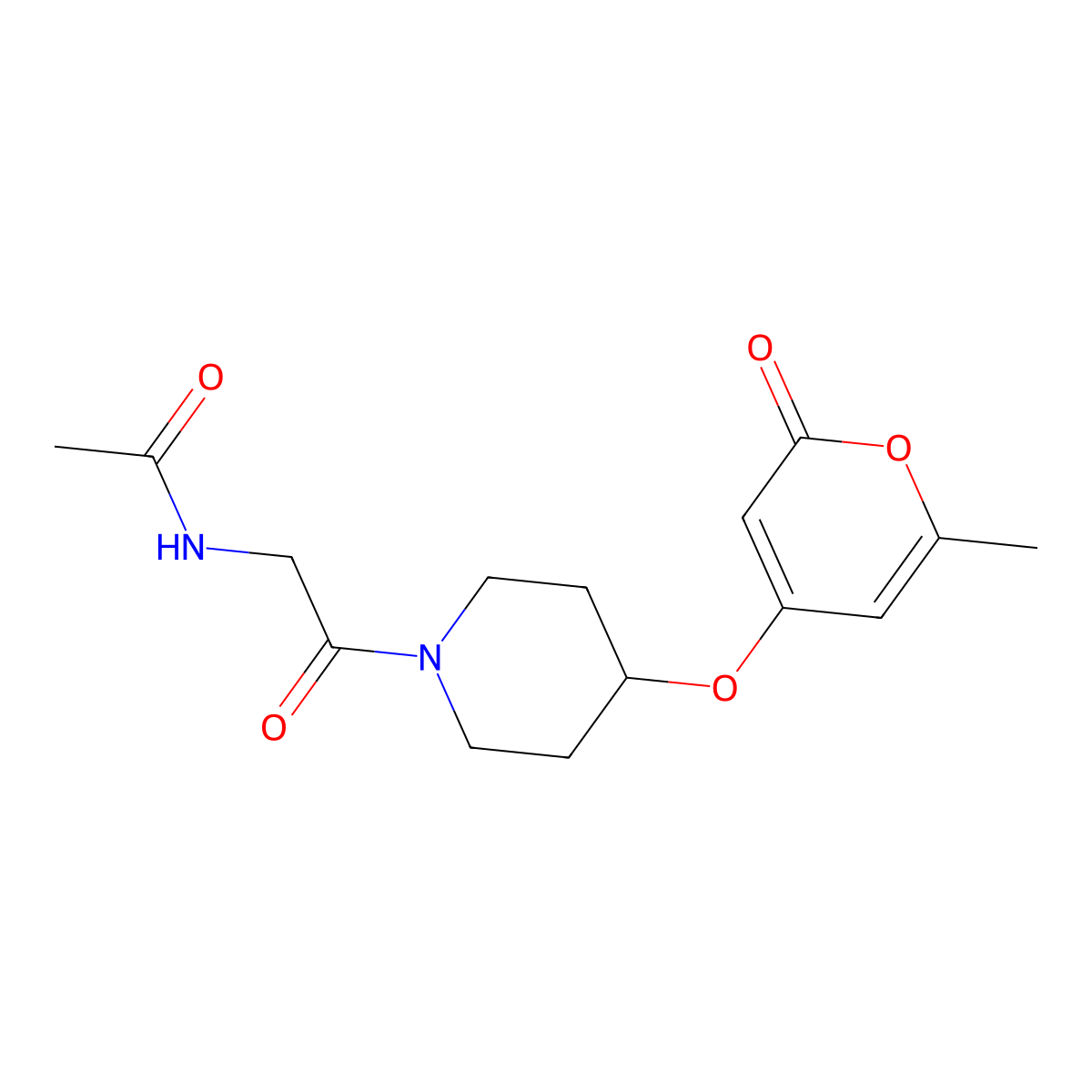 N-(2-{4-[(6-methyl-2-oxo-2H-pyran-4-yl)oxy]piperidin-1-yl}-2-oxoethyl)acetamide molecular structure, CAS 1795364-20-3