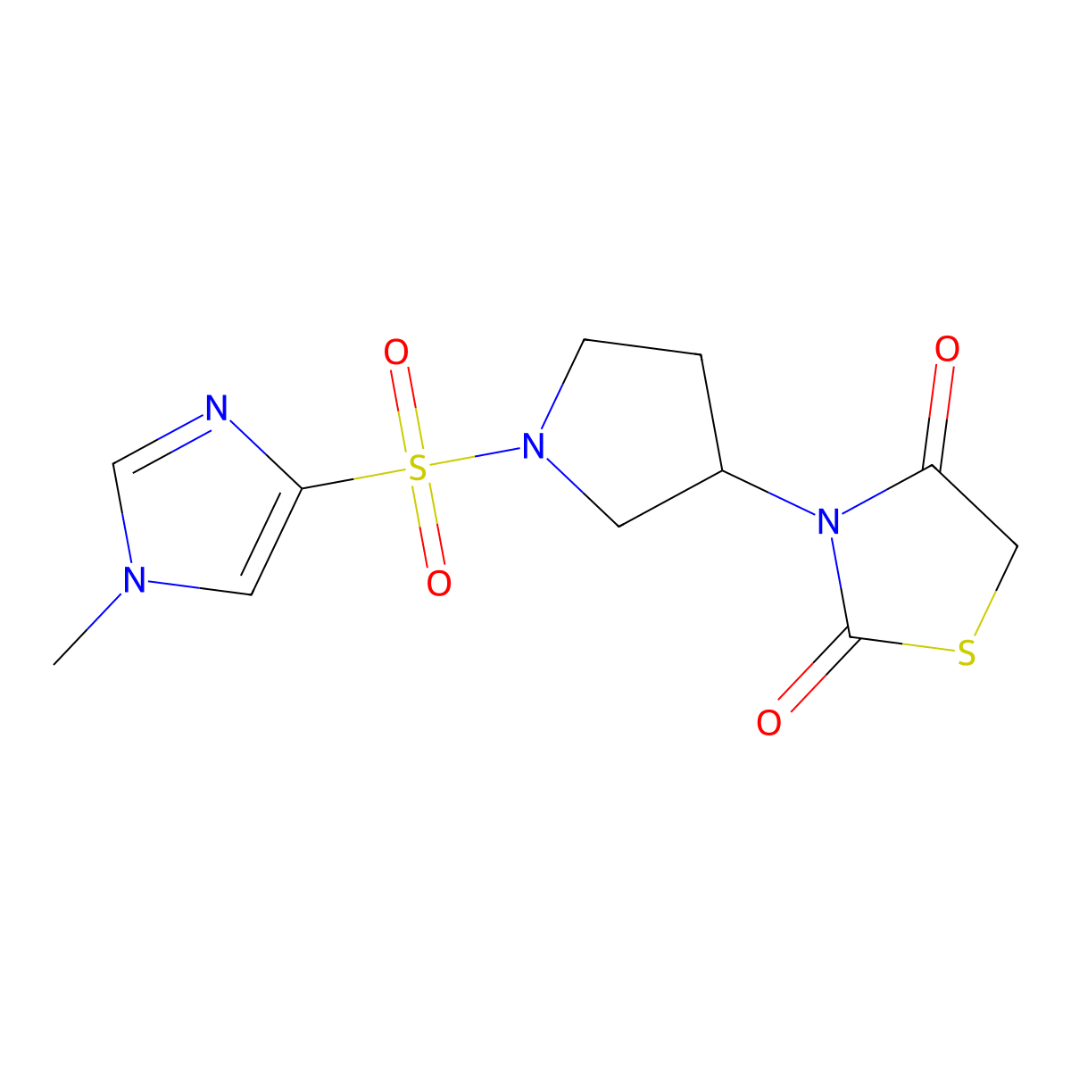3-(1-((1-methyl-1H-imidazol-4-yl)sulfonyl)pyrrolidin-3-yl)thiazolidine-2,4-dione molecular structure, CAS 1795364-40-7