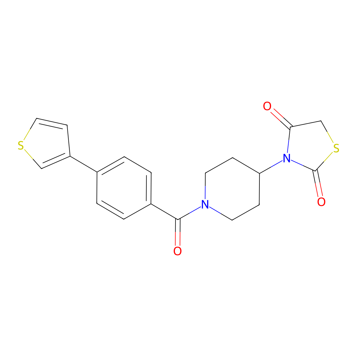 3-(1-(4-(Thiophen-3-yl)benzoyl)piperidin-4-yl)thiazolidine-2,4-dione molecular structure, CAS 1795364-66-7