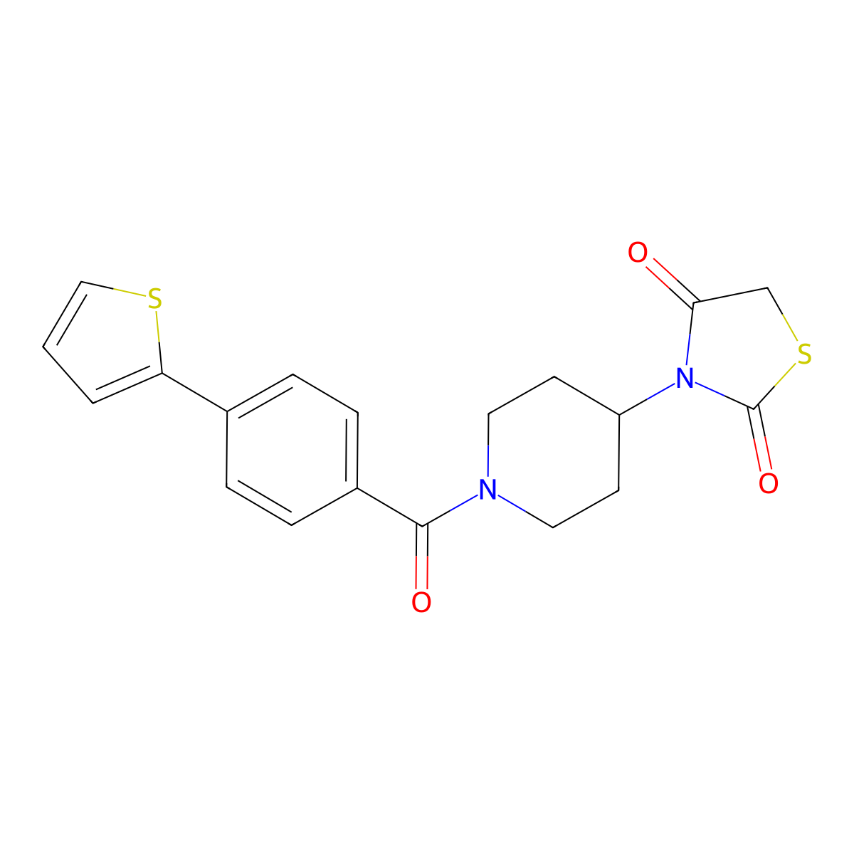 3-(1-(4-(Thiophen-2-yl)benzoyl)piperidin-4-yl)thiazolidine-2,4-dione molecular structure, CAS 1795364-72-5