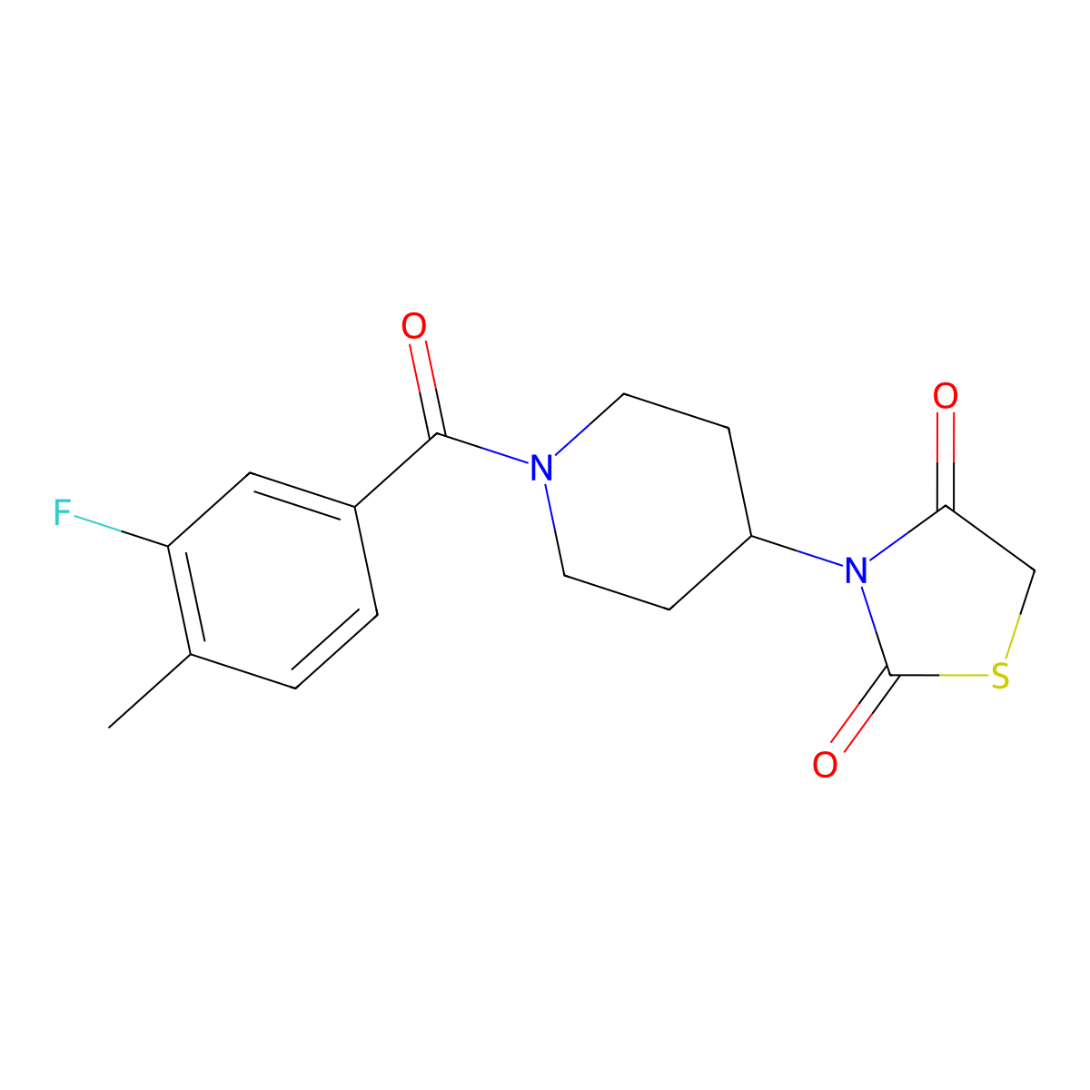 3-(1-(3-Fluoro-4-methylbenzoyl)piperidin-4-yl)thiazolidine-2,4-dione molecular structure, CAS 1795364-76-9