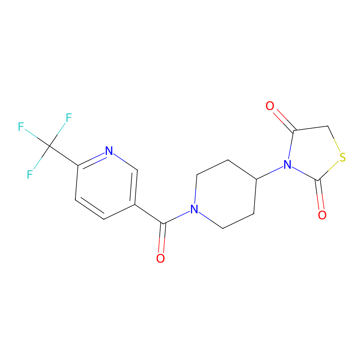 3-(1-(6-(Trifluoromethyl)nicotinoyl)piperidin-4-yl)thiazolidine-2,4-dione molecular structure, CAS 1795364-82-7