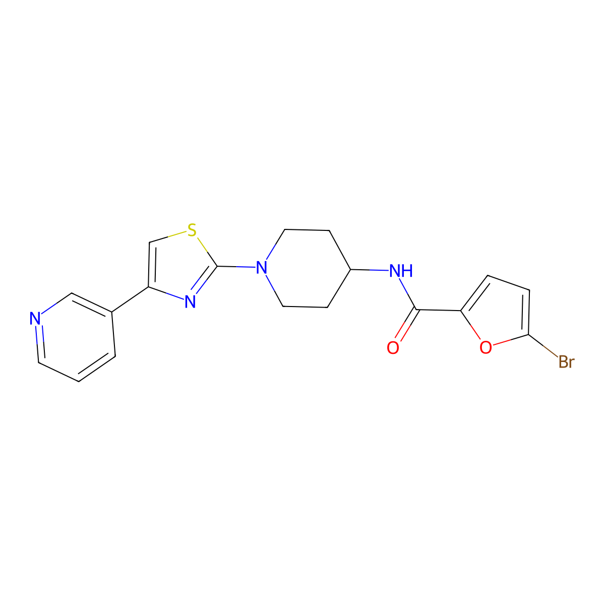 5-bromo-N-(1-(4-(pyridin-3-yl)thiazol-2-yl)piperidin-4-yl)furan-2-carboxamide molecular structure, CAS 1795364-95-2