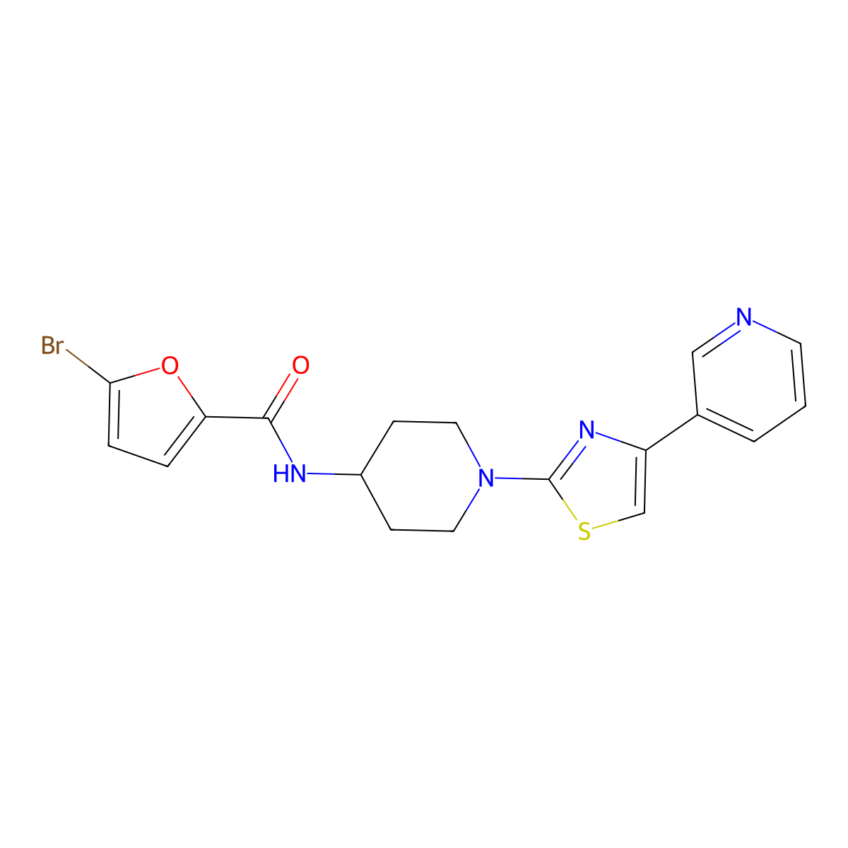 5-bromo-N-(1-(4-(pyridin-3-yl)thiazol-2-yl)piperidin-4-yl)furan-2-carboxamide molecular structure, CAS 1795364-95-2