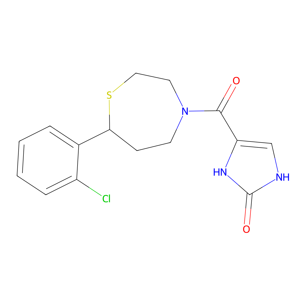 4-(7-(2-chlorophenyl)-1,4-thiazepane-4-carbonyl)-1H-imidazol-2(3H)-one molecular structure, CAS 1795365-00-2