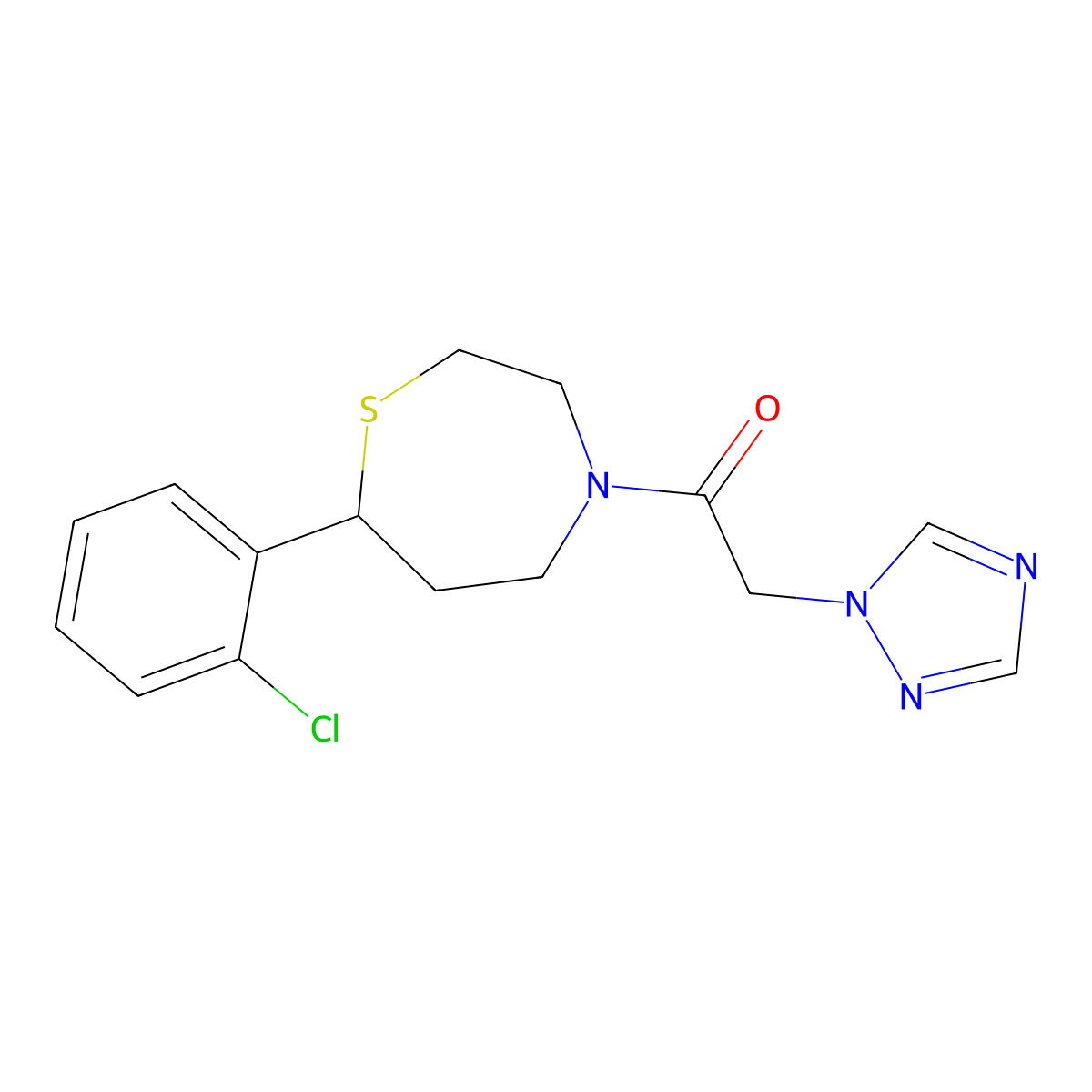 1-(7-(2-chlorophenyl)-1,4-thiazepan-4-yl)-2-(1H-1,2,4-triazol-1-yl)ethanone molecular structure, CAS 1795365-06-8