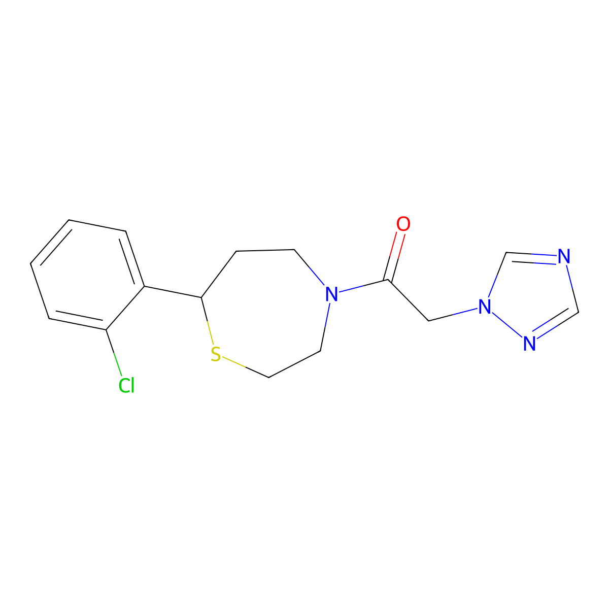 1-(7-(2-chlorophenyl)-1,4-thiazepan-4-yl)-2-(1H-1,2,4-triazol-1-yl)ethanone molecular structure, CAS 1795365-06-8