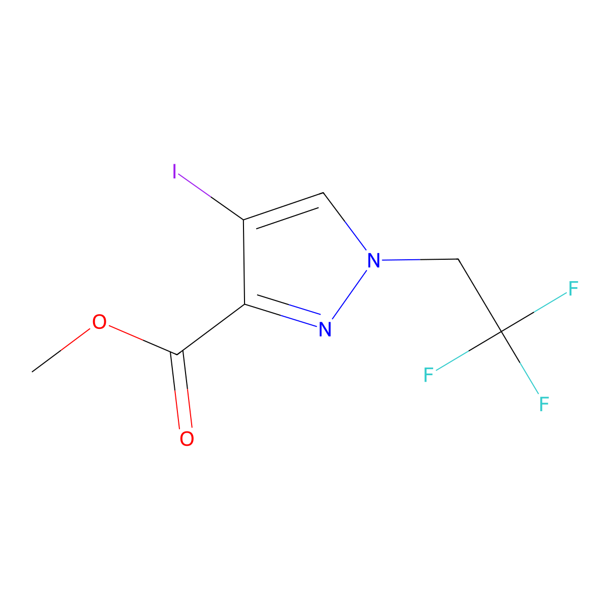 methyl 4-iodo-1-(2,2,2-trifluoroethyl)-1H-pyrazole-3-carboxylate molecular structure, CAS 1795392-91-4