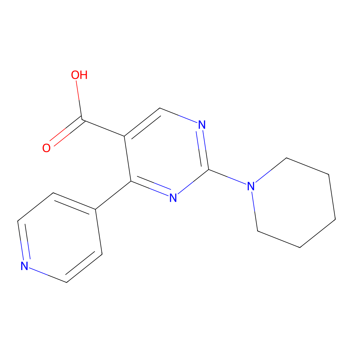 2-Piperidino-4-(4-pyridyl)-5-pyrimidinecarboxylic acid molecular structure, CAS 1795393-06-4