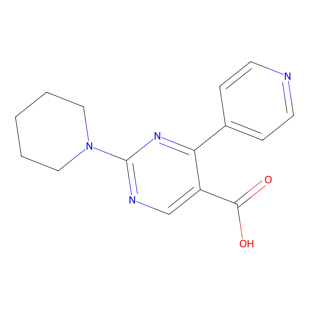 2-Piperidino-4-(4-pyridyl)-5-pyrimidinecarboxylic acid molecular structure, CAS 1795393-06-4
