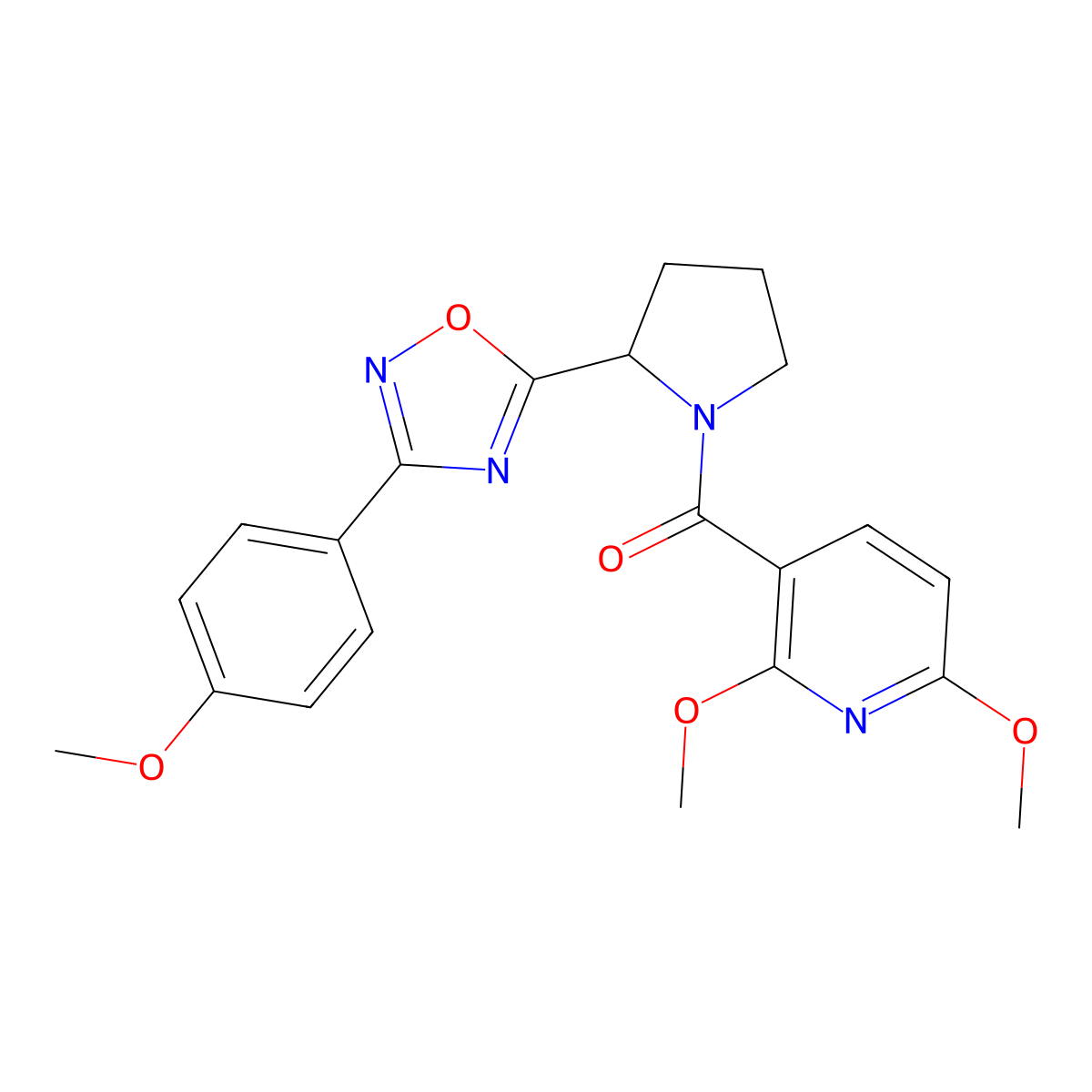 2,6-Dimethoxy-3-({2-[3-(4-methoxyphenyl)-1,2,4-oxadiazol-5-yl]pyrrolidin-1-yl}carbonyl)pyridine molecular structure, CAS 1795393-52-0