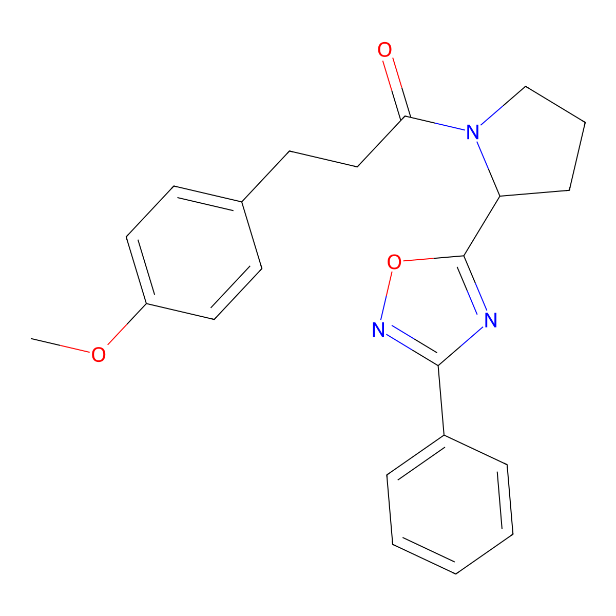 5-{1-[3-(4-Methoxyphenyl)propanoyl]pyrrolidin-2-yl}-3-phenyl-1,2,4-oxadiazole molecular structure, CAS 1795393-57-5